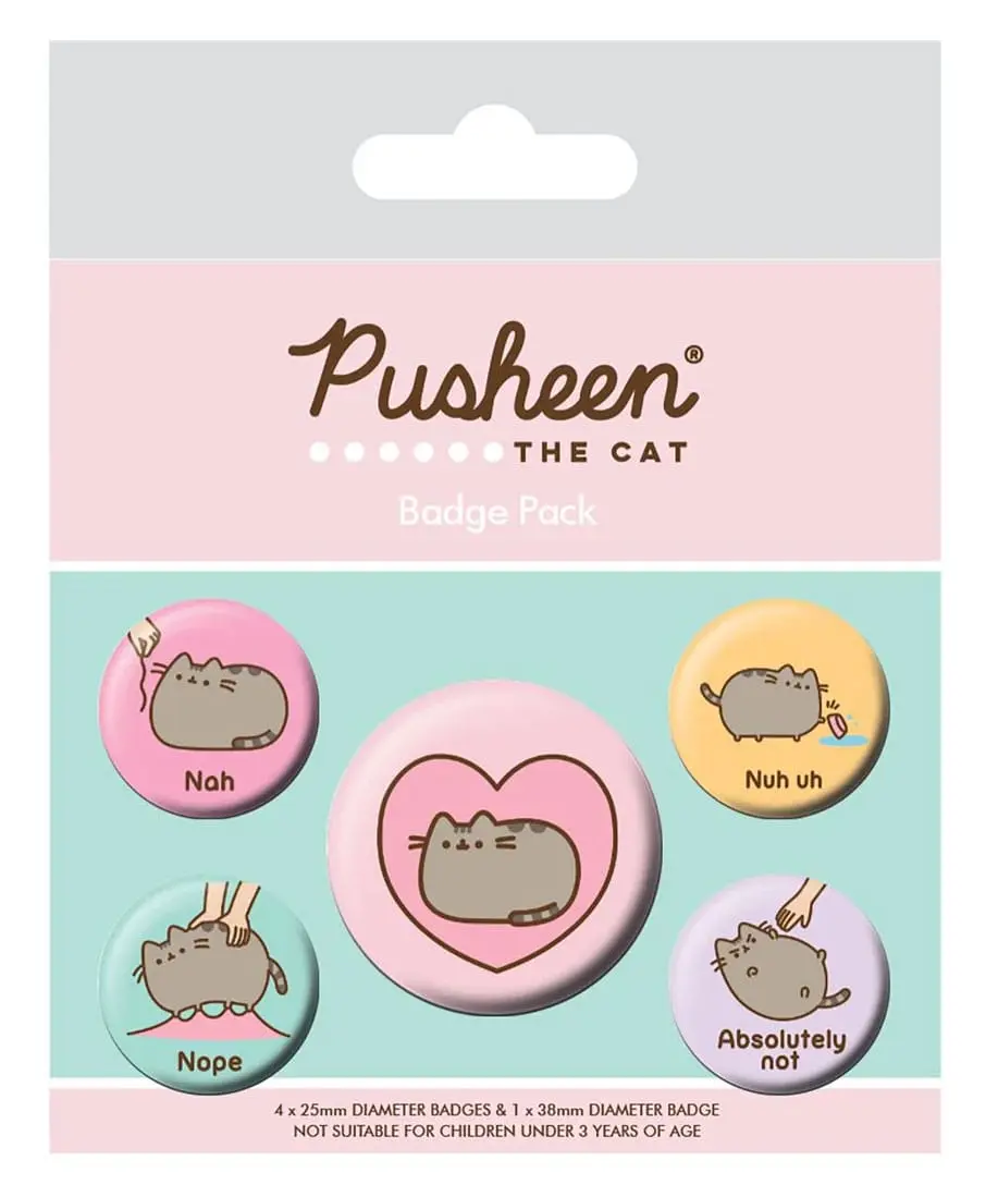 Pusheen Pin-Back Buttons 5-Pack Pusheen Nah - Sada odznaků fotografii produktu