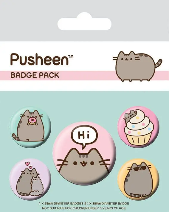 Pusheen Odznaky s připínacím zavíracím špendlíkem 5 ks Pusheen Says Hi fotografii produktu