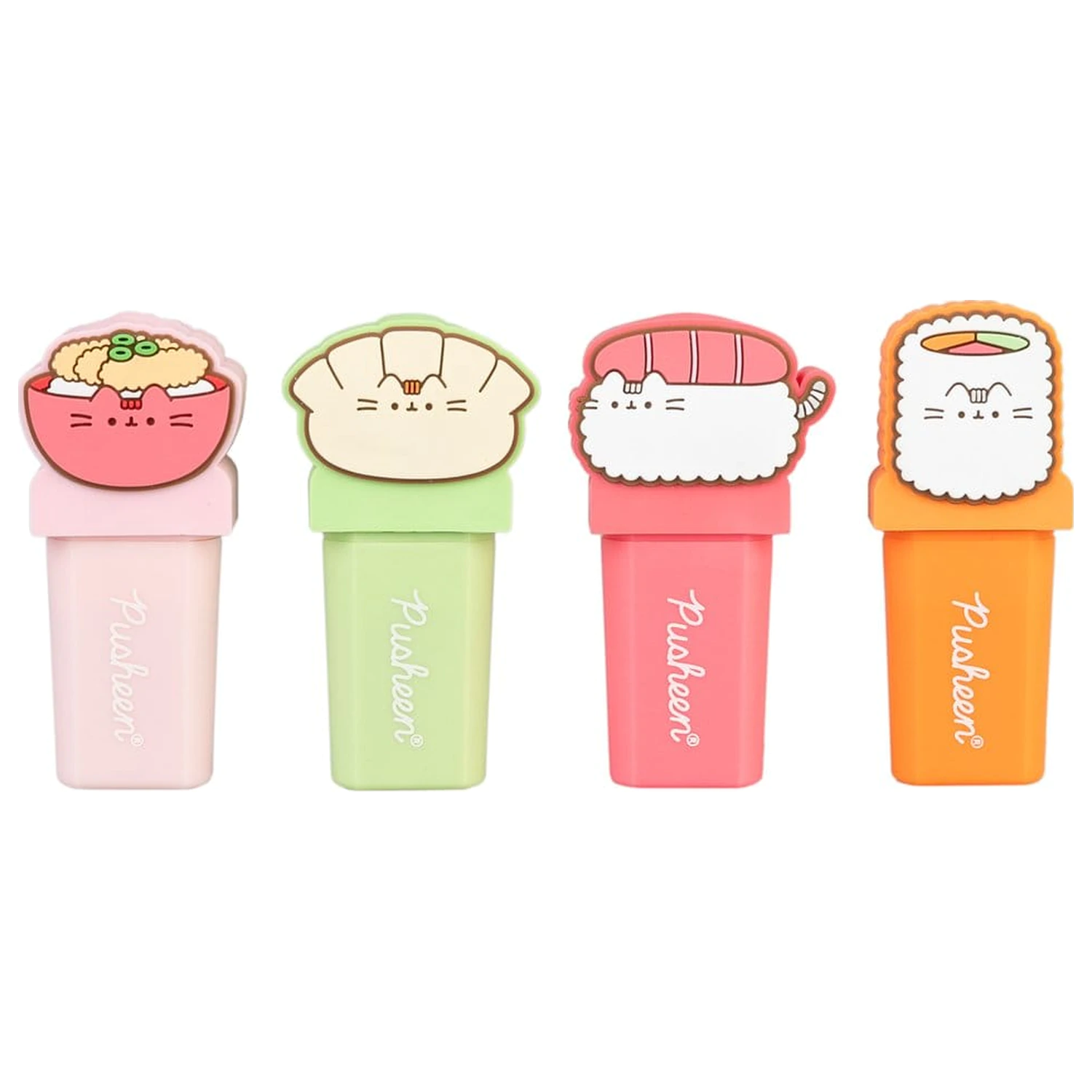 Pusheen Sushi Roll sada 4 zvýrazňovačů s ozdobným víčkem fotografii produktu