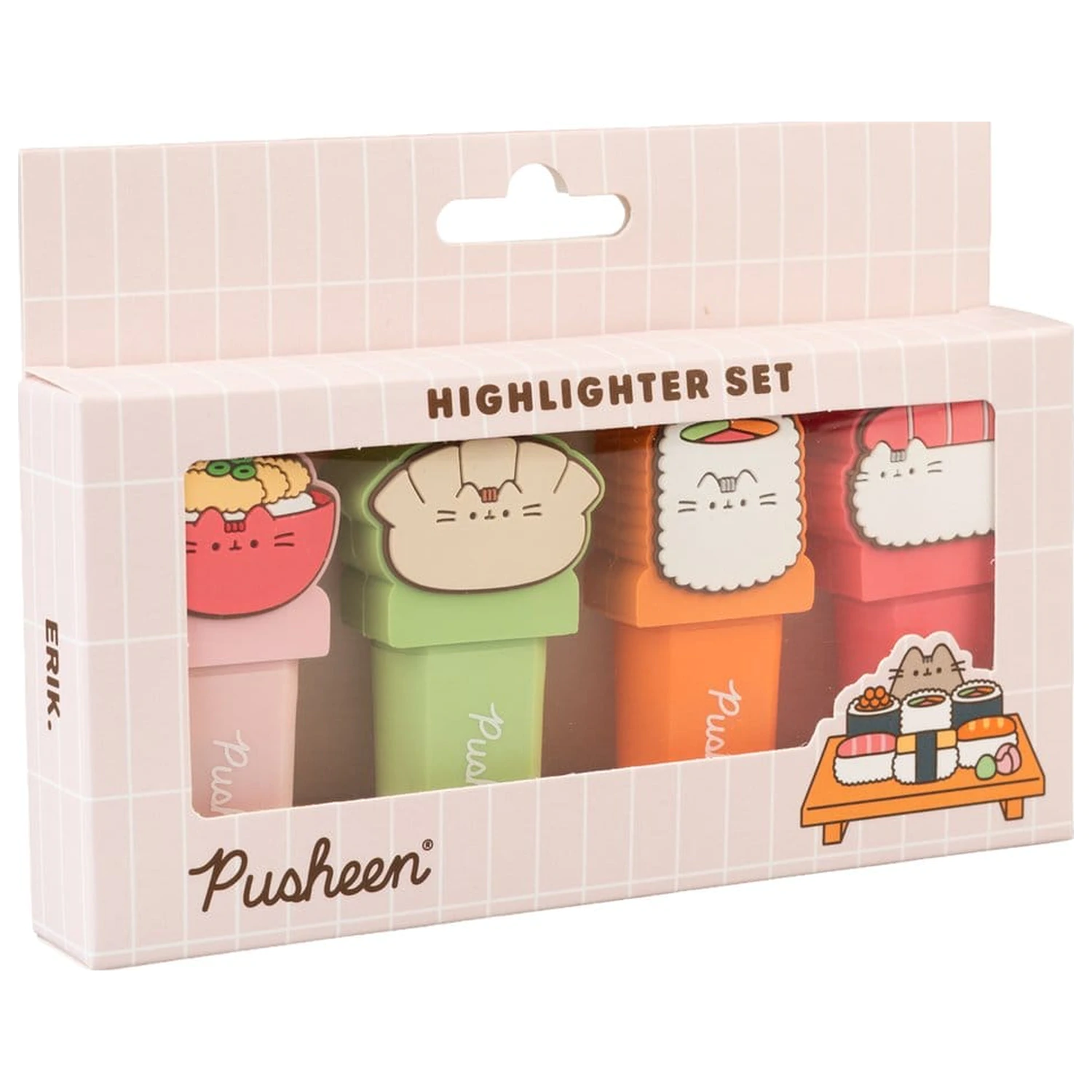 Pusheen Sushi Roll sada 4 zvýrazňovačů s ozdobným víčkem fotografii produktu