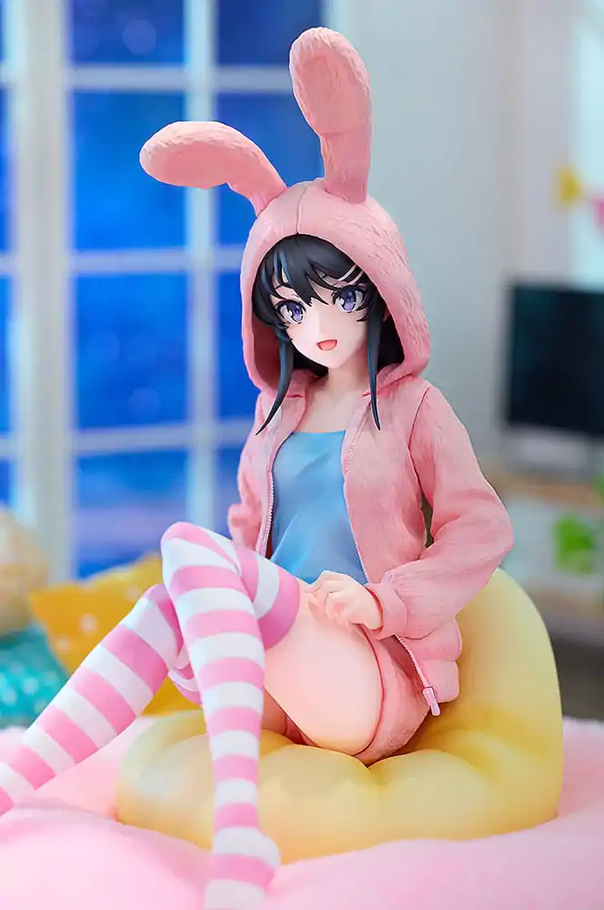 Rascal Does Not Dream of a Knapsack Kid PVC Socha 1/7 Mai Sakurajima Hoodie Look Rabbit Ears Verze 18 cm fotografii produktu