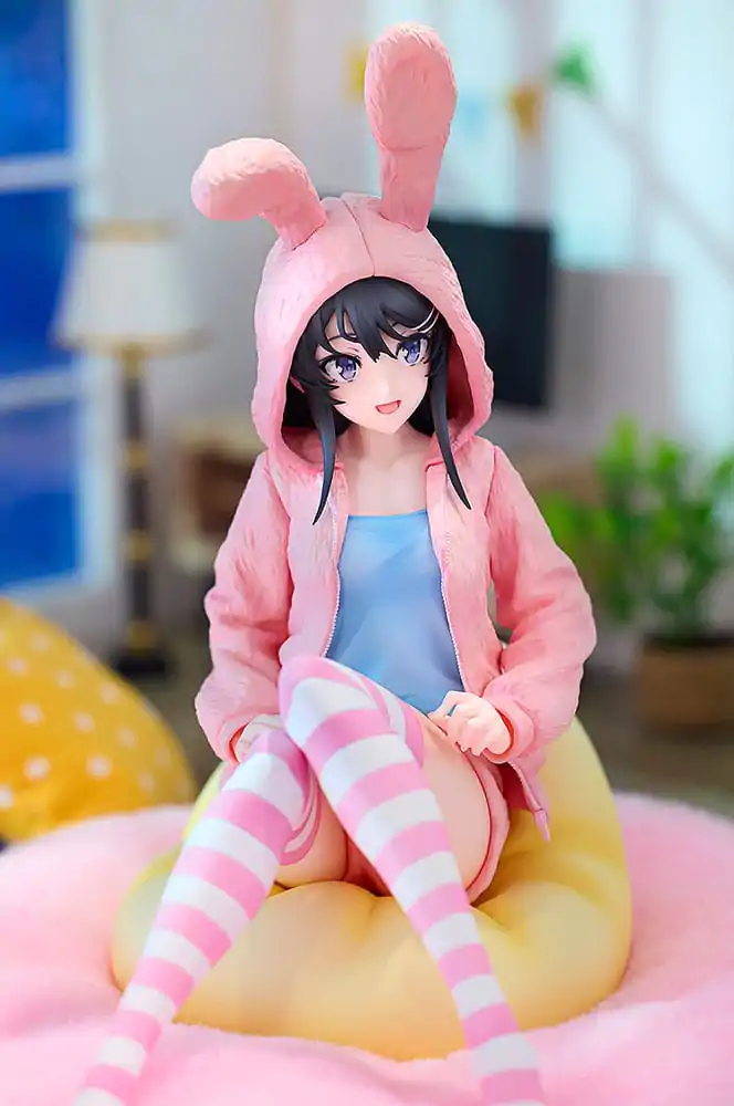 Rascal Does Not Dream of a Knapsack Kid PVC Socha 1/7 Mai Sakurajima Hoodie Look Rabbit Ears Verze 18 cm fotografii produktu