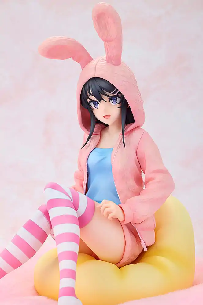 Rascal Does Not Dream of a Knapsack Kid PVC Socha 1/7 Mai Sakurajima Hoodie Look Rabbit Ears Verze 18 cm fotografii produktu