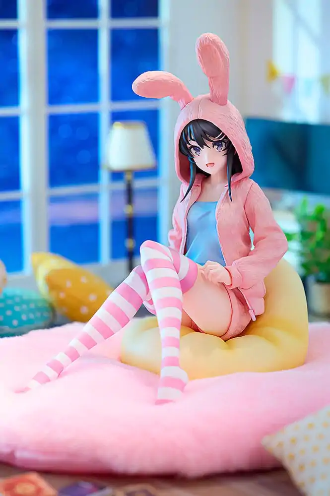 Rascal Does Not Dream of a Knapsack Kid PVC Socha 1/7 Mai Sakurajima Hoodie Look Rabbit Ears Verze 18 cm fotografii produktu