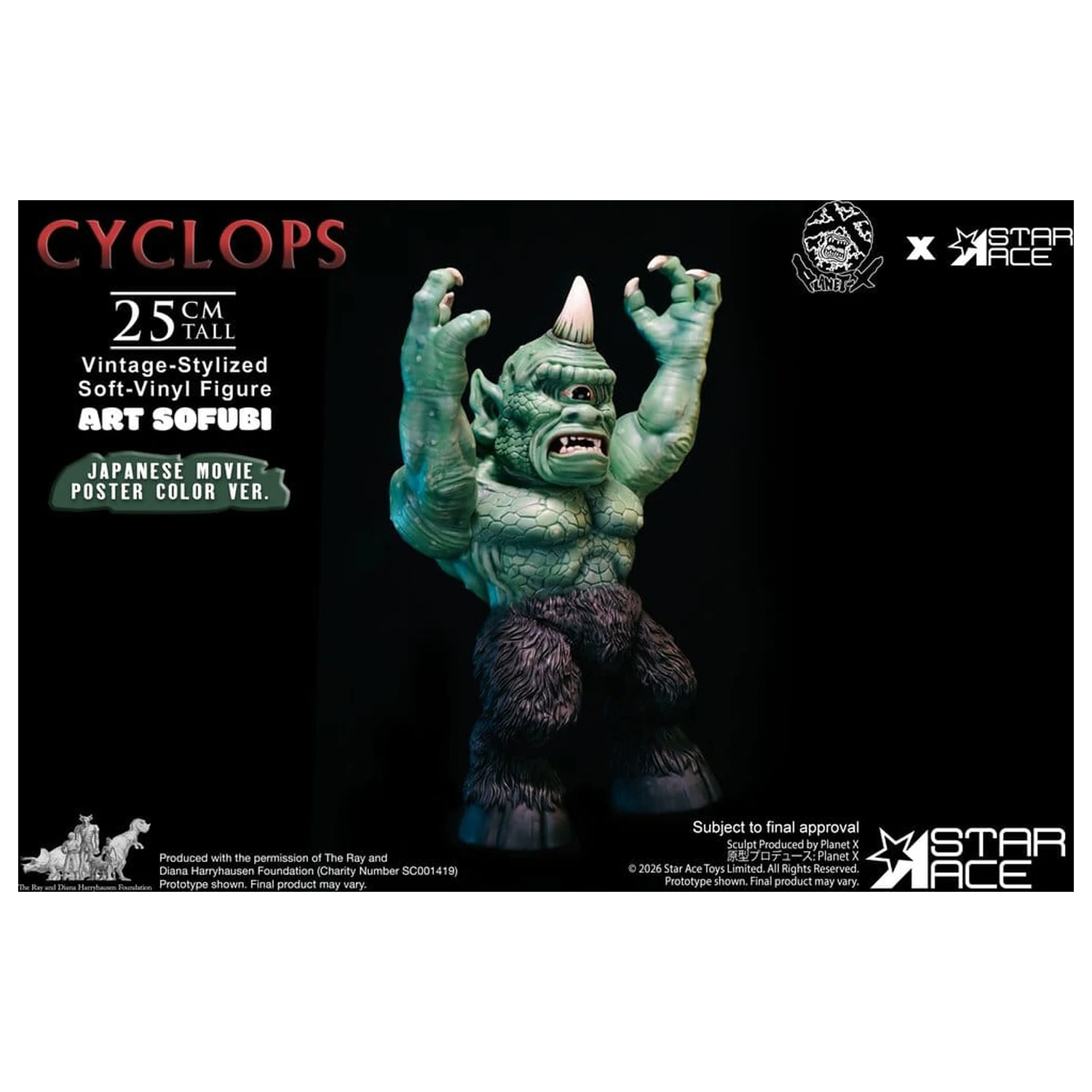 Ray Harryhausen (Art Sofubi) Soft-Vinyl figurka Cyclops Vintage-Stylized Japanese Movie Poster Color Ver. 25 cm fotografii produktu