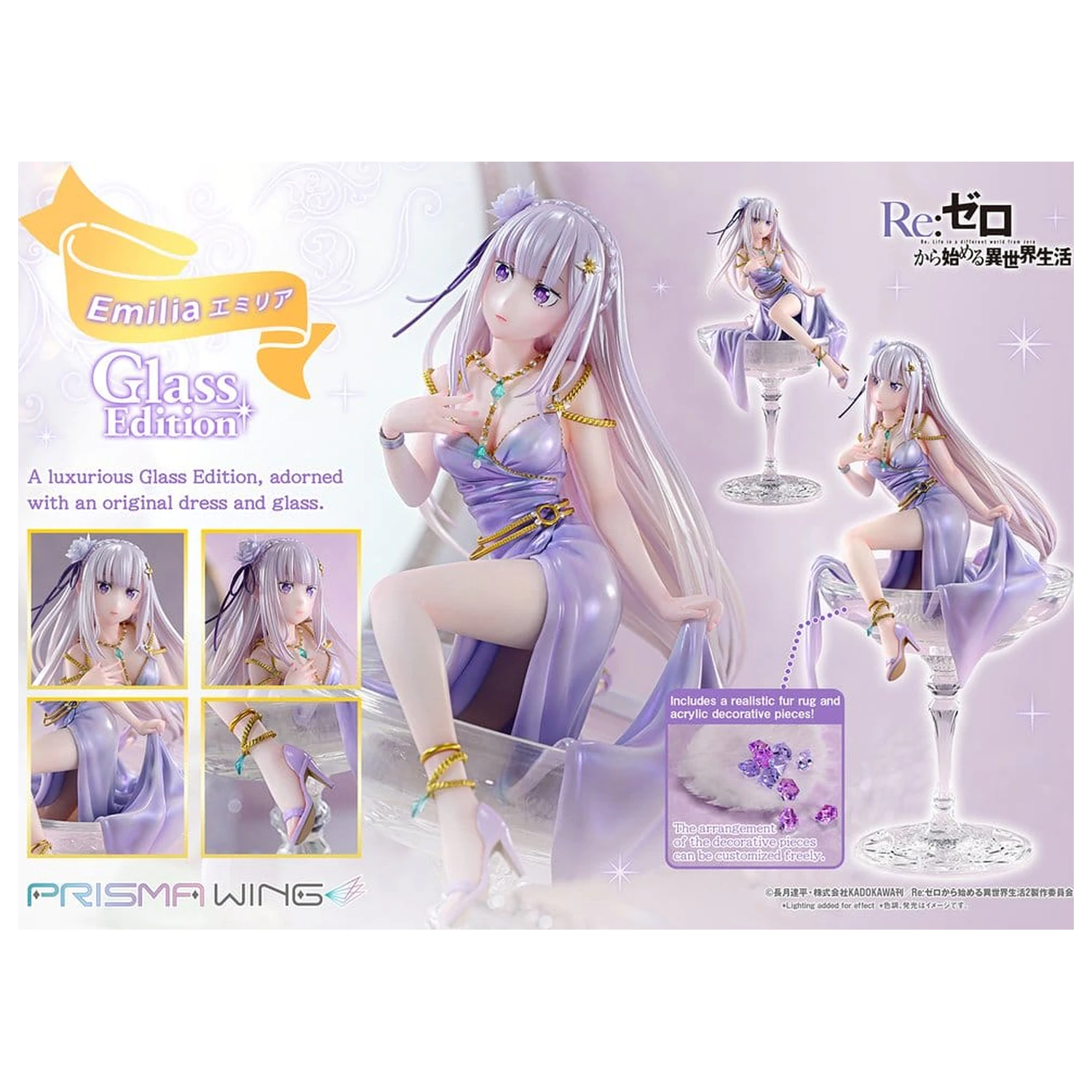 Re:Zero Prisma Wing Socha 1/7 Emilia Glass Edition Bonus Verze 29 cm fotografii produktu