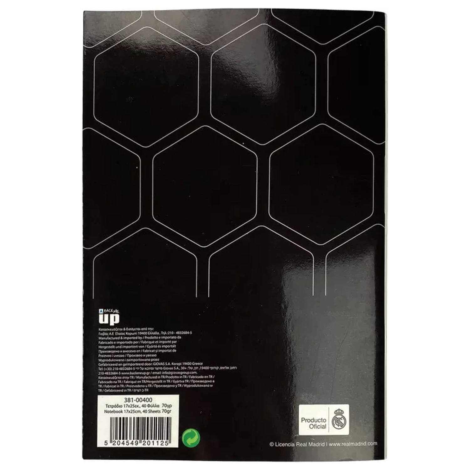 Real Madrid Black Lined sešit B/5, 40 stran fotografii produktu