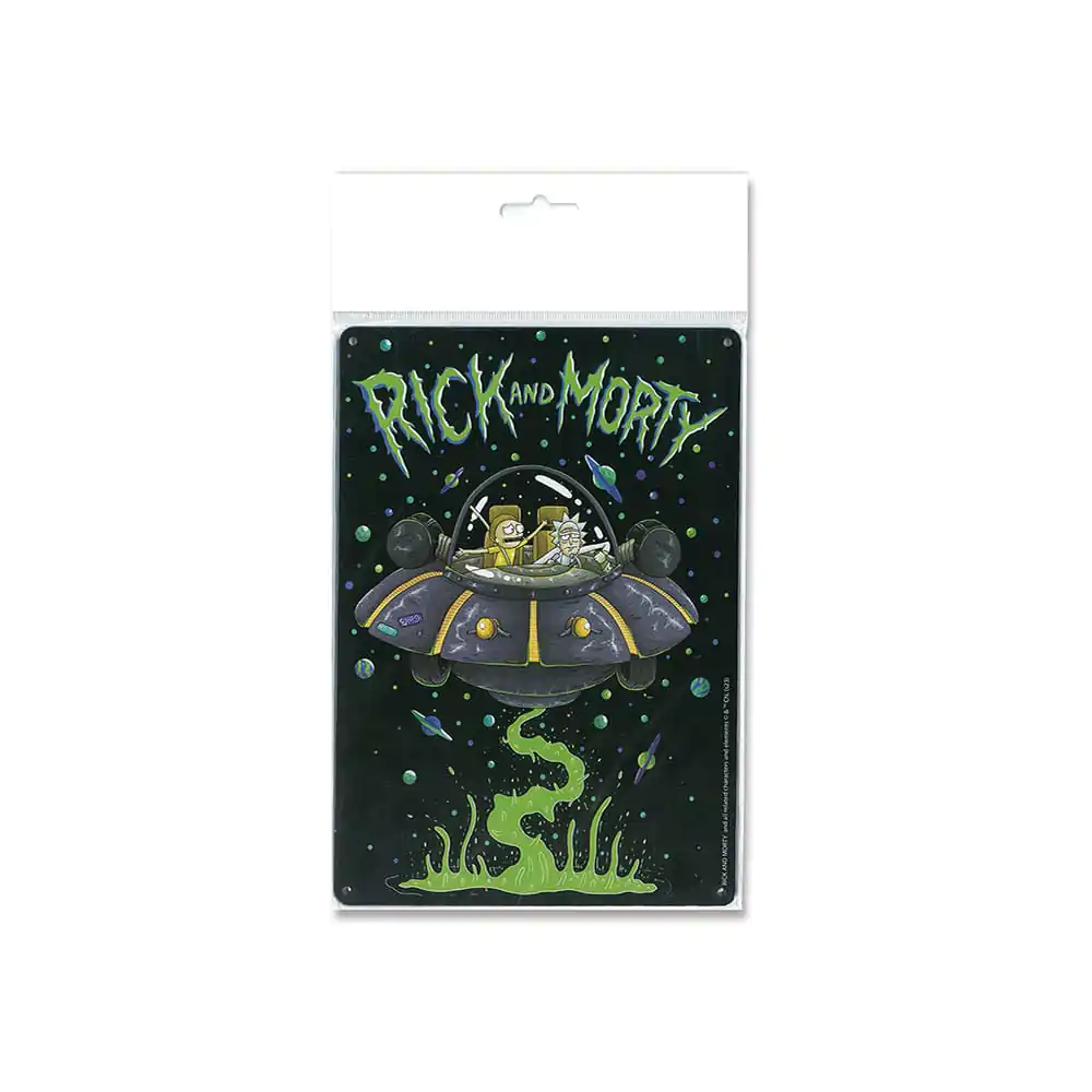 Rick & Morty plechová cedule Spaceship 15 x 21 cm fotografii produktu