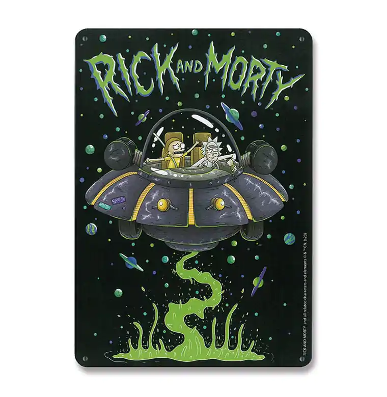 Rick & Morty plechová cedule Spaceship 15 x 21 cm fotografii produktu