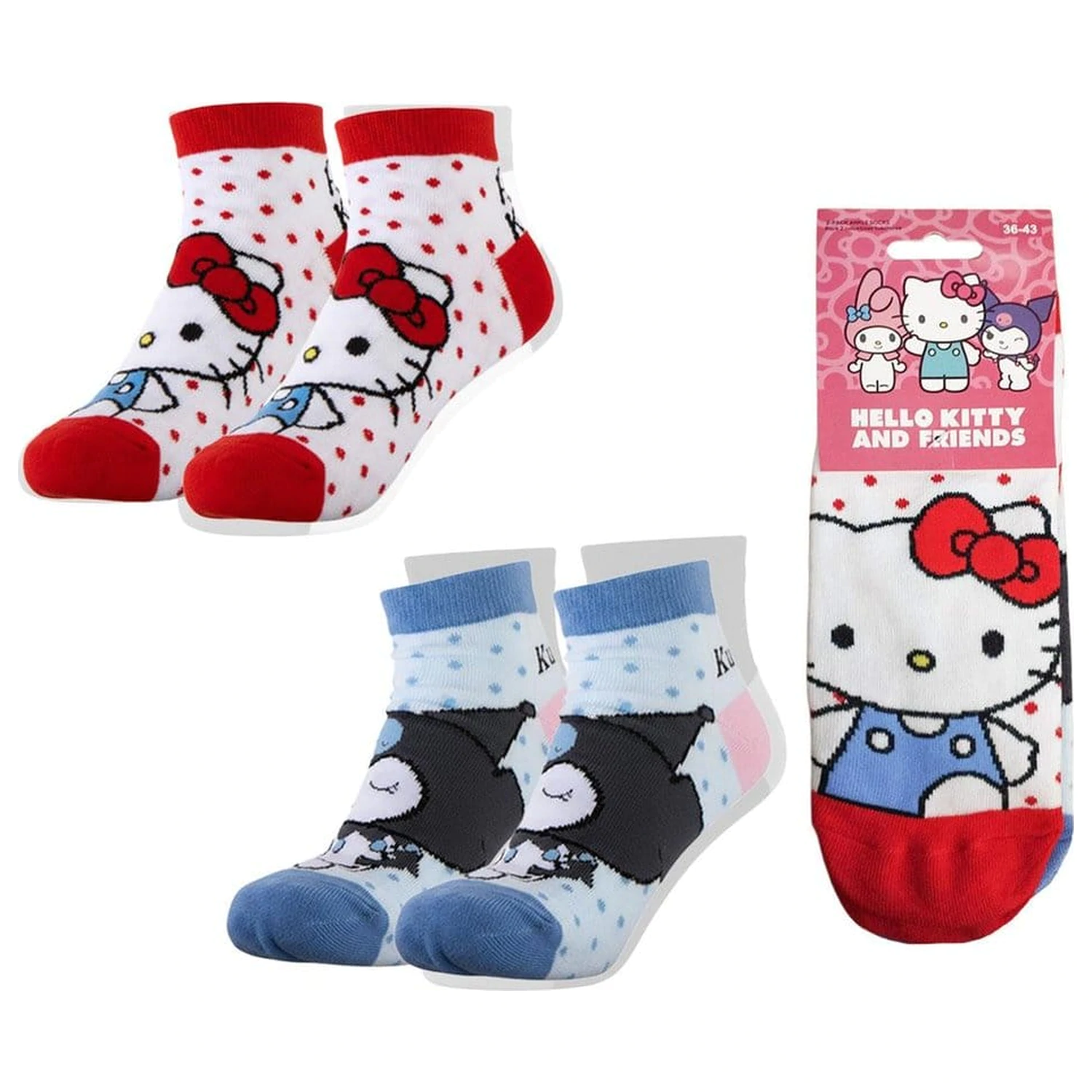 Sanrio Ponožky 2-balení Hello Kitty krátké 36-43 fotografii produktu