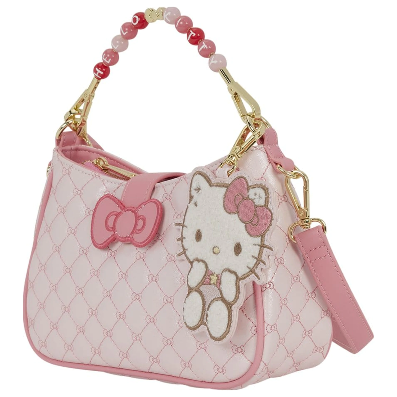 Sanrio by Loungefly Kabelka přes tělo s korálkovým uchem a přívěskem na tašku Hello Kitty Quilted fotografii produktu