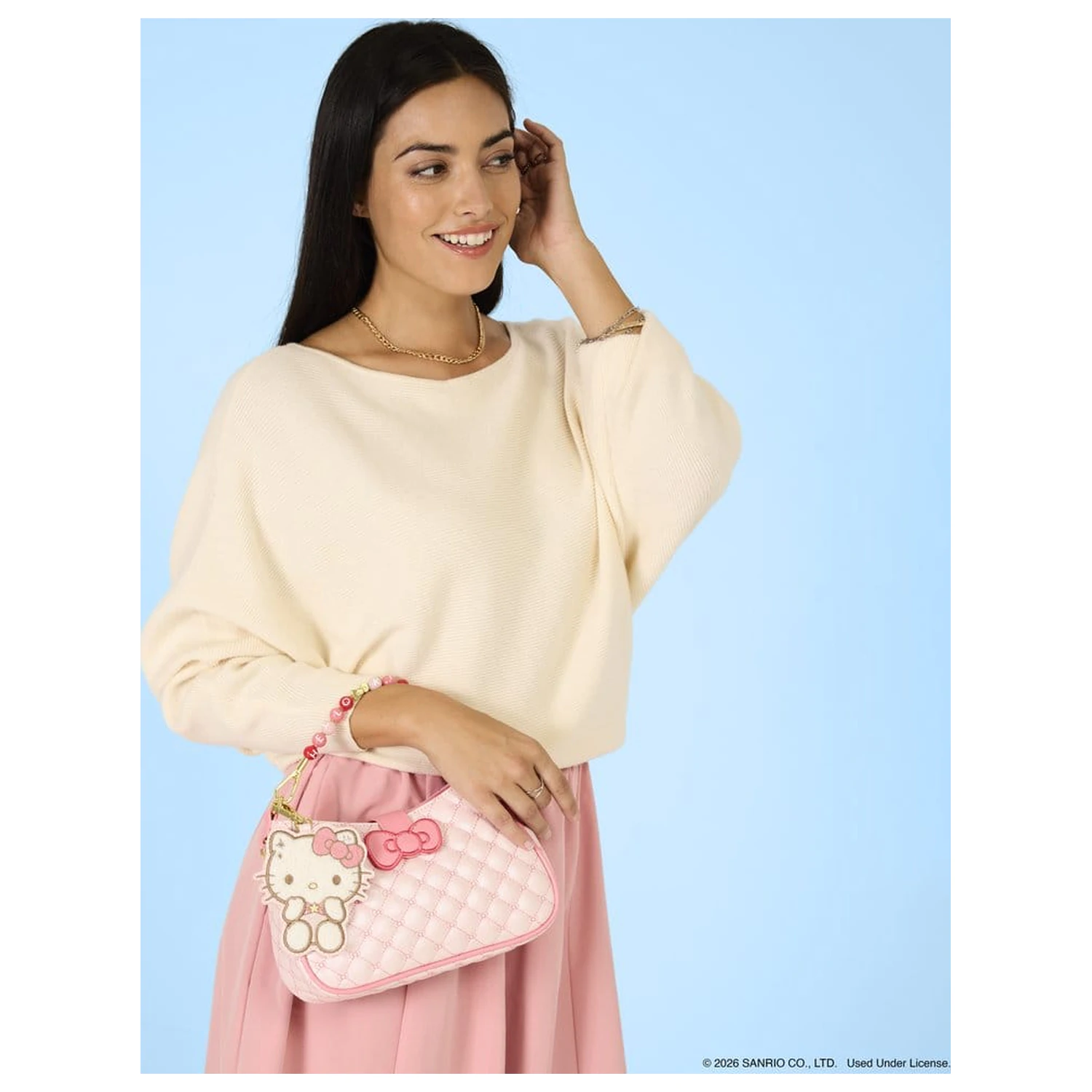 Sanrio by Loungefly Kabelka přes tělo s korálkovým uchem a přívěskem na tašku Hello Kitty Quilted fotografii produktu
