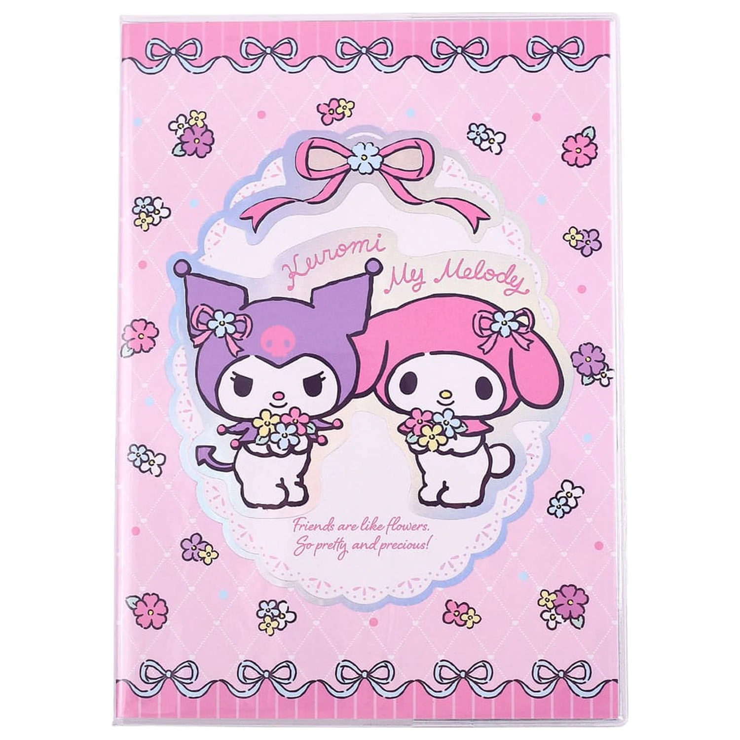 Sanrio Zápisník Kuromi & My Melody Pastelové květinové holografické kostkované fotografii produktu