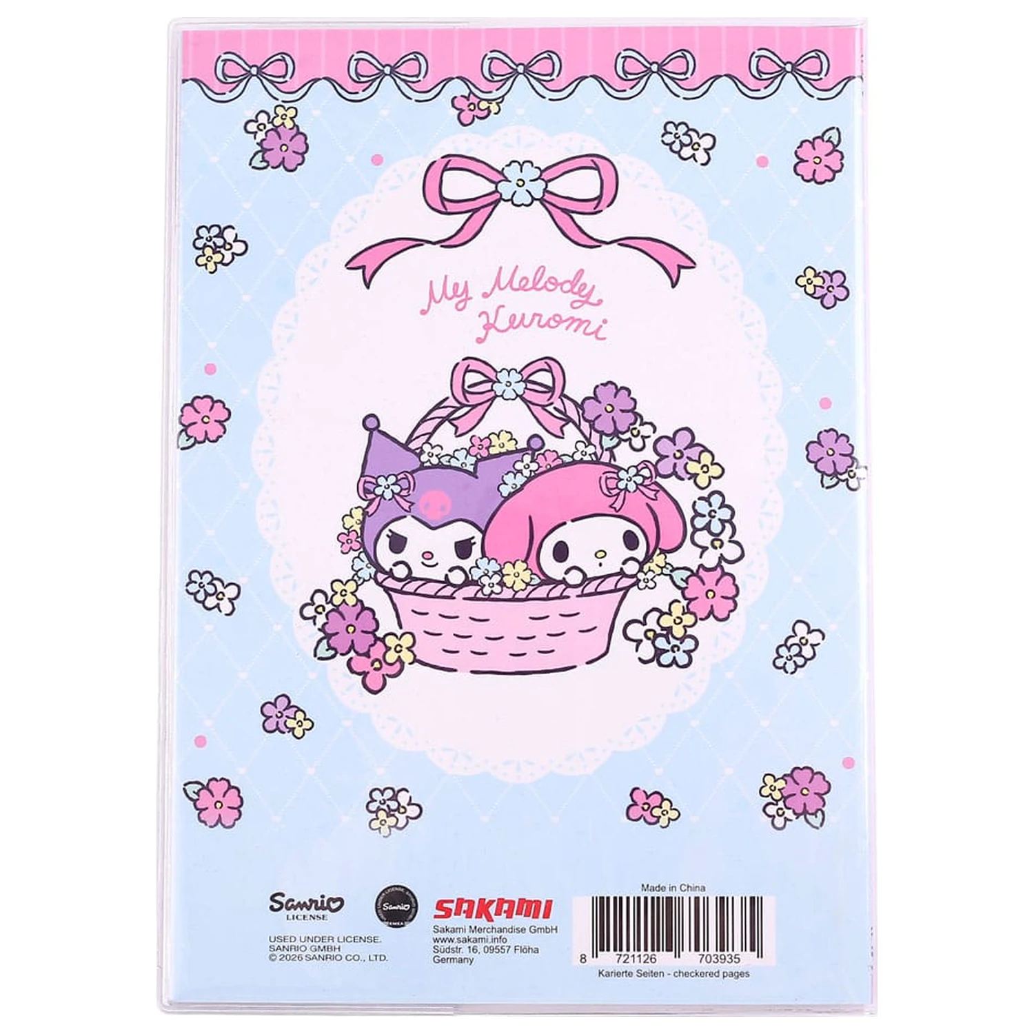 Sanrio Zápisník Kuromi & My Melody Pastelové květinové holografické kostkované fotografii produktu