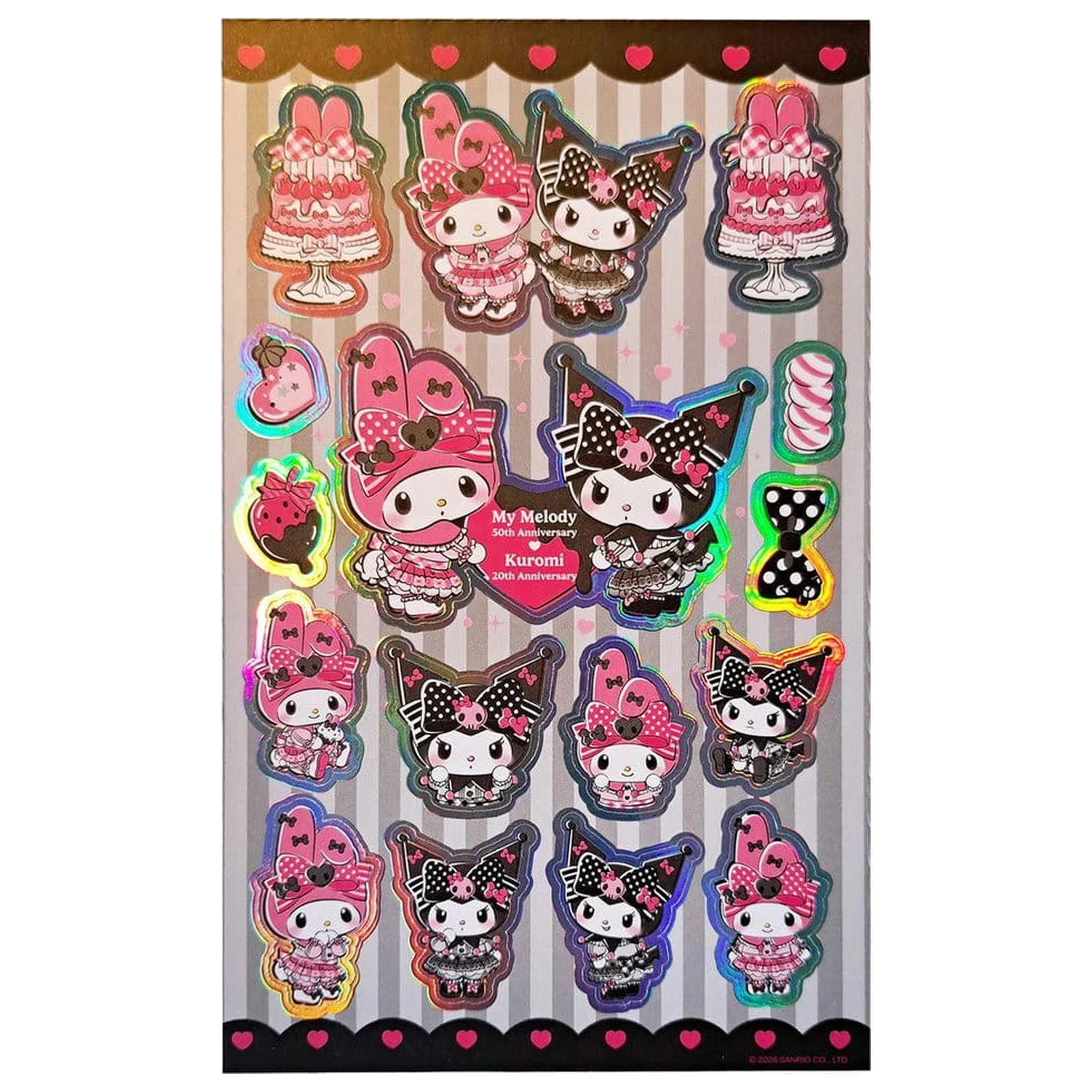 Sanrio Pink Black Party Series Sticker Pack Kuromi & My Melody fotografii produktu