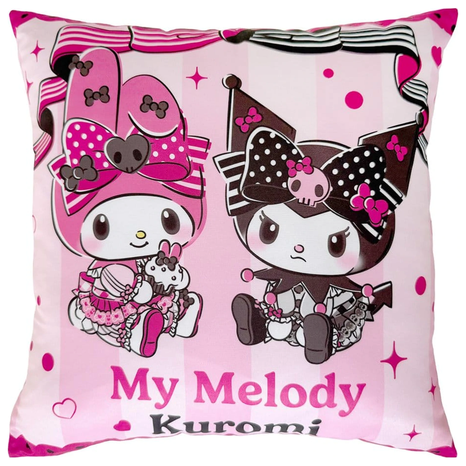 Sanrio Pink Black Party Series Polštář Kuromi & My Melody 35 x 35 cm fotografii produktu