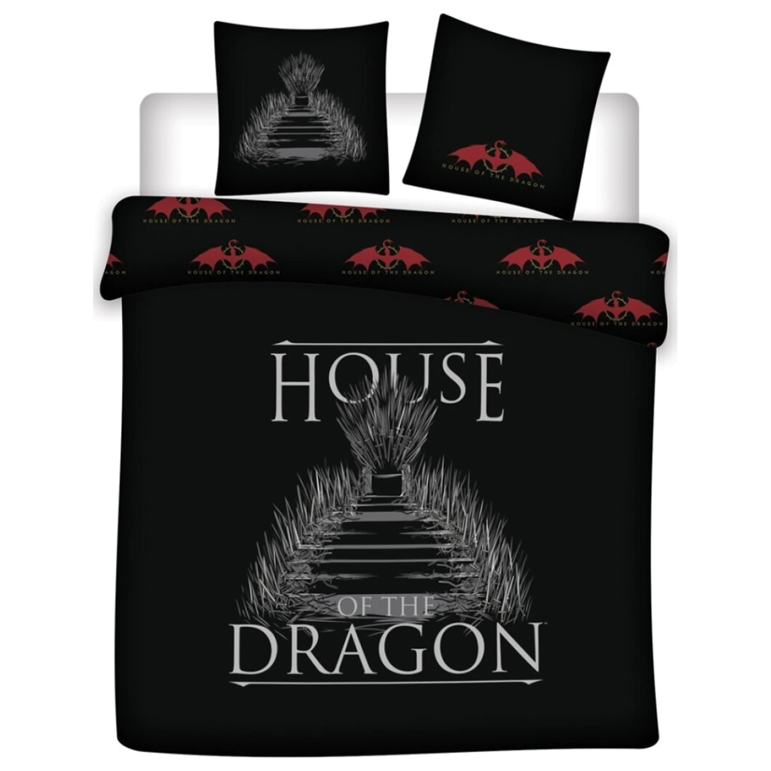 House of the Dragon Černý mikrovláknový povlak na dvojitou peřinu fotografii produktu
