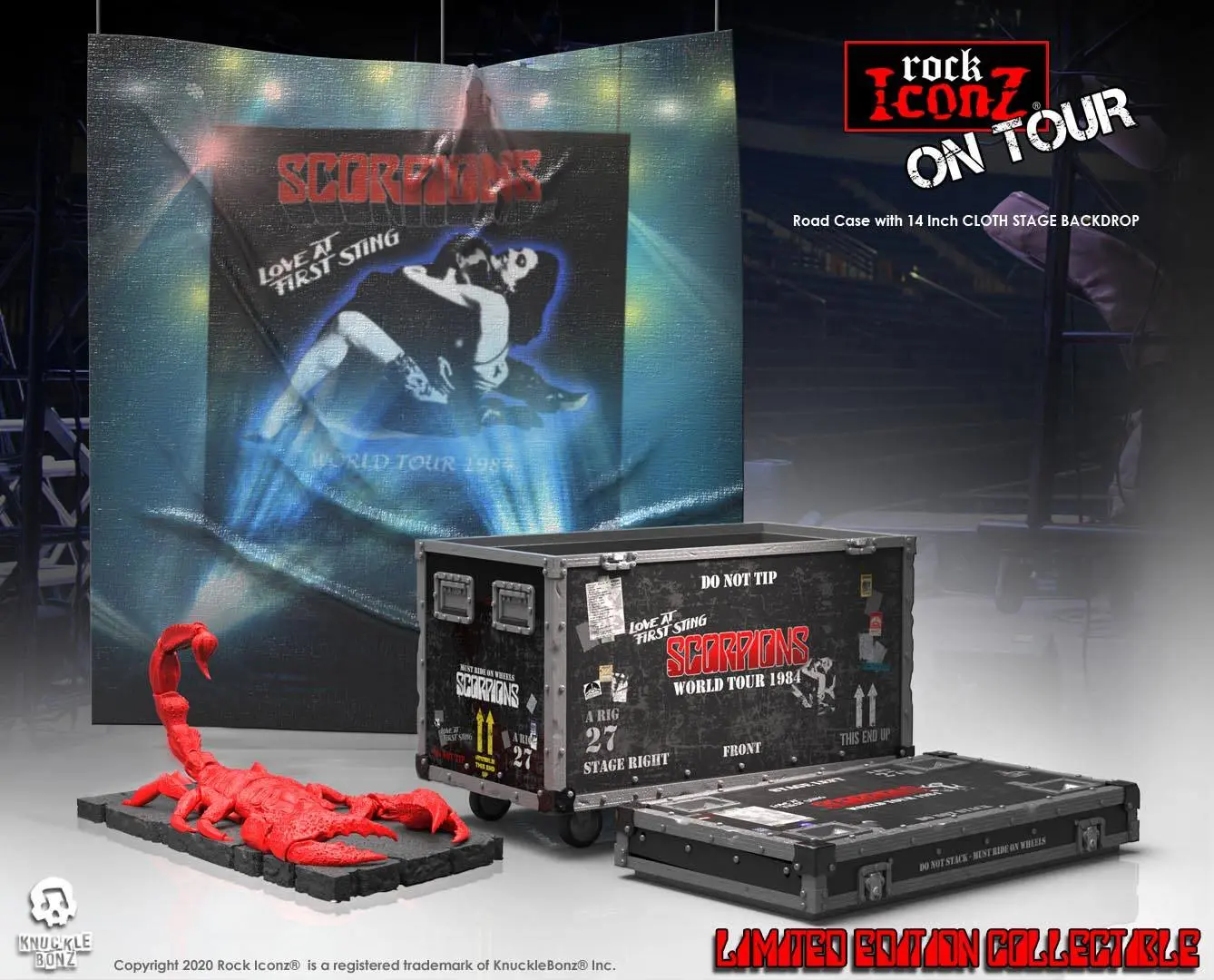 Scorpions Rock Ikonz On Tour World Tour 1984 Road Case Statue + Pozadí scény fotografii produktu