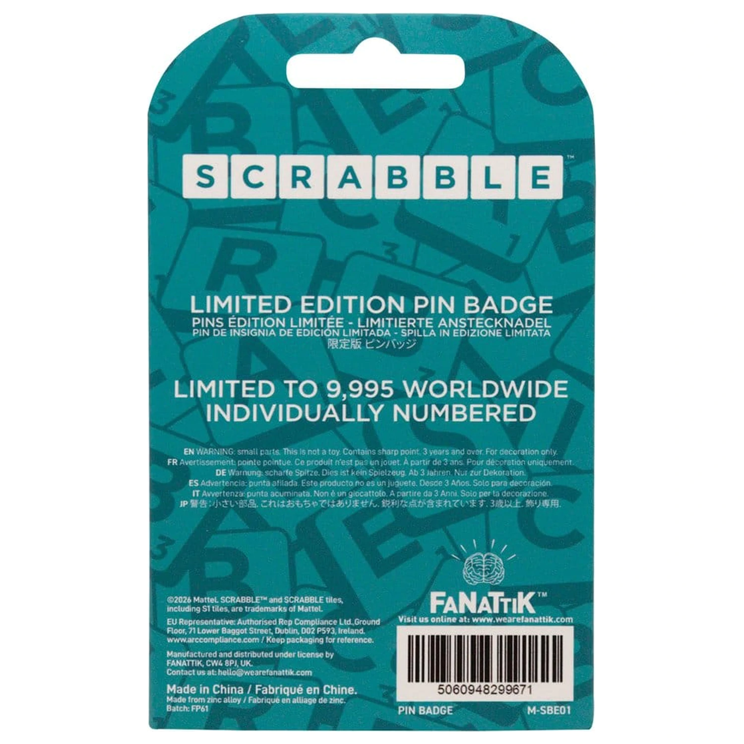 Scrabble Pin Odznak Word Nerd Limitovaná Edice fotografii produktu
