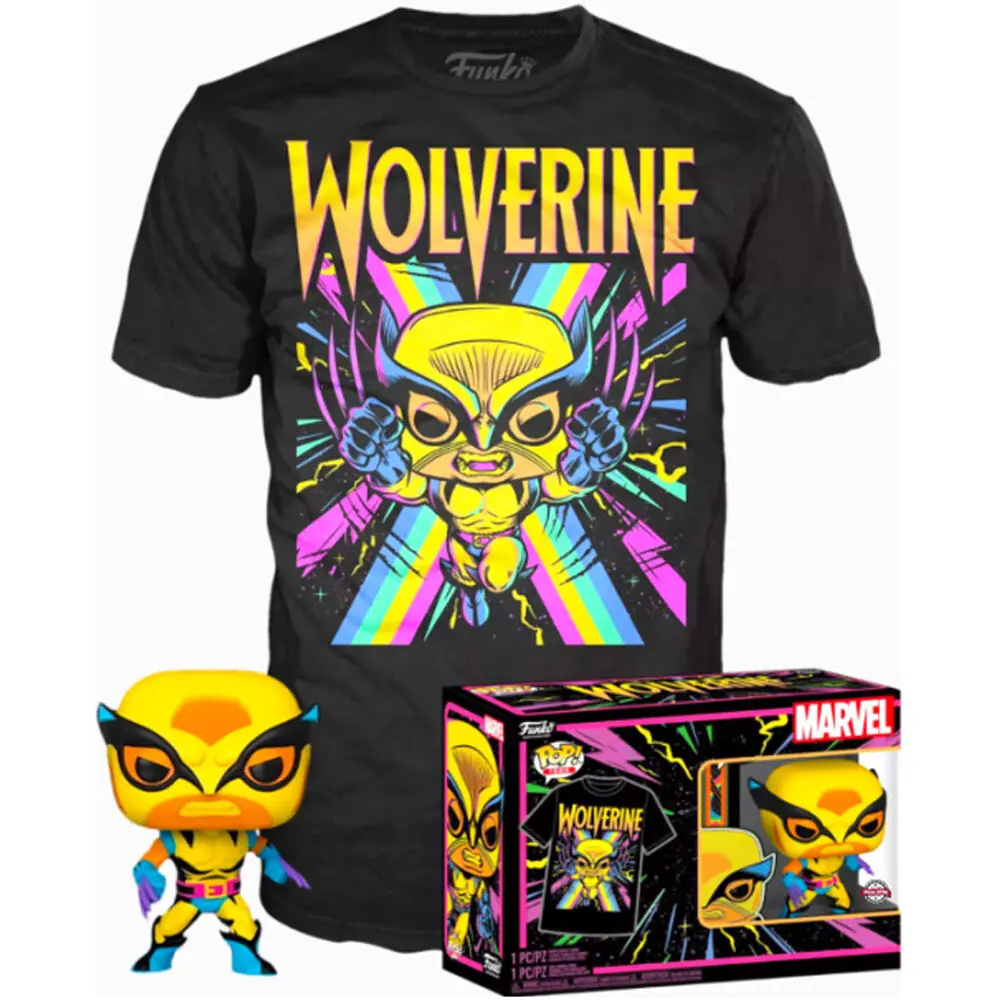 Funko POP! figurka a tričko box Marvel Wolverine Black Light fotografii produktu