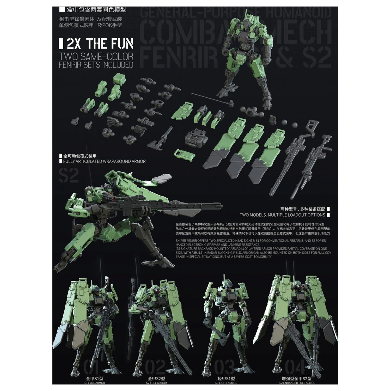 Sheik Mainland Sniping Type Fenrir (Green) Model Kit 1/18 fotografii produktu