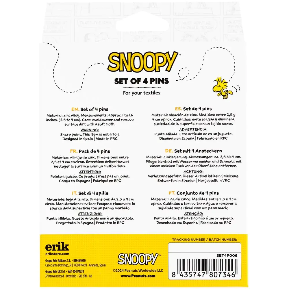 Snoopy sada 4 odznaků fotografii produktu