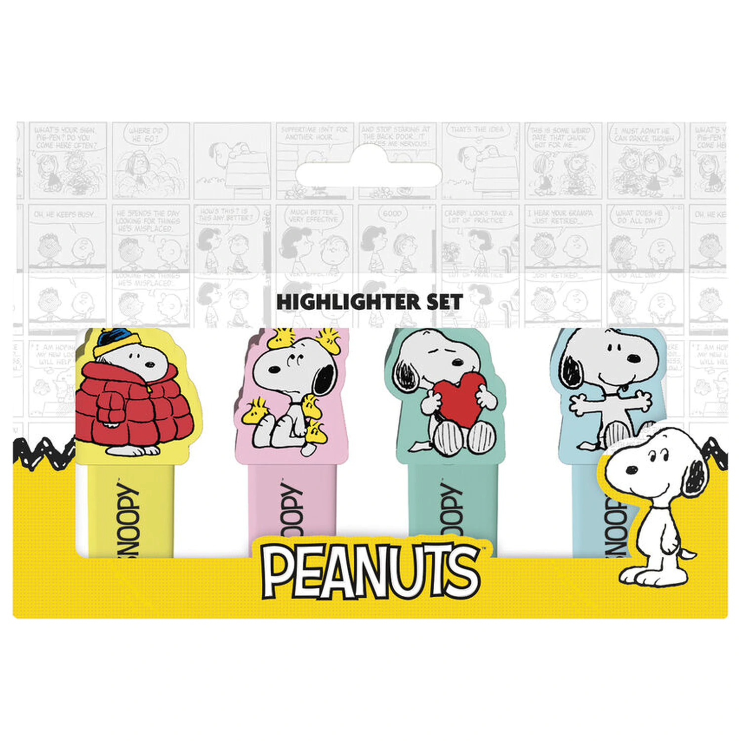 Snoopy Peanuts sada 4 zvýrazňovačů s ozdobou fotografii produktu
