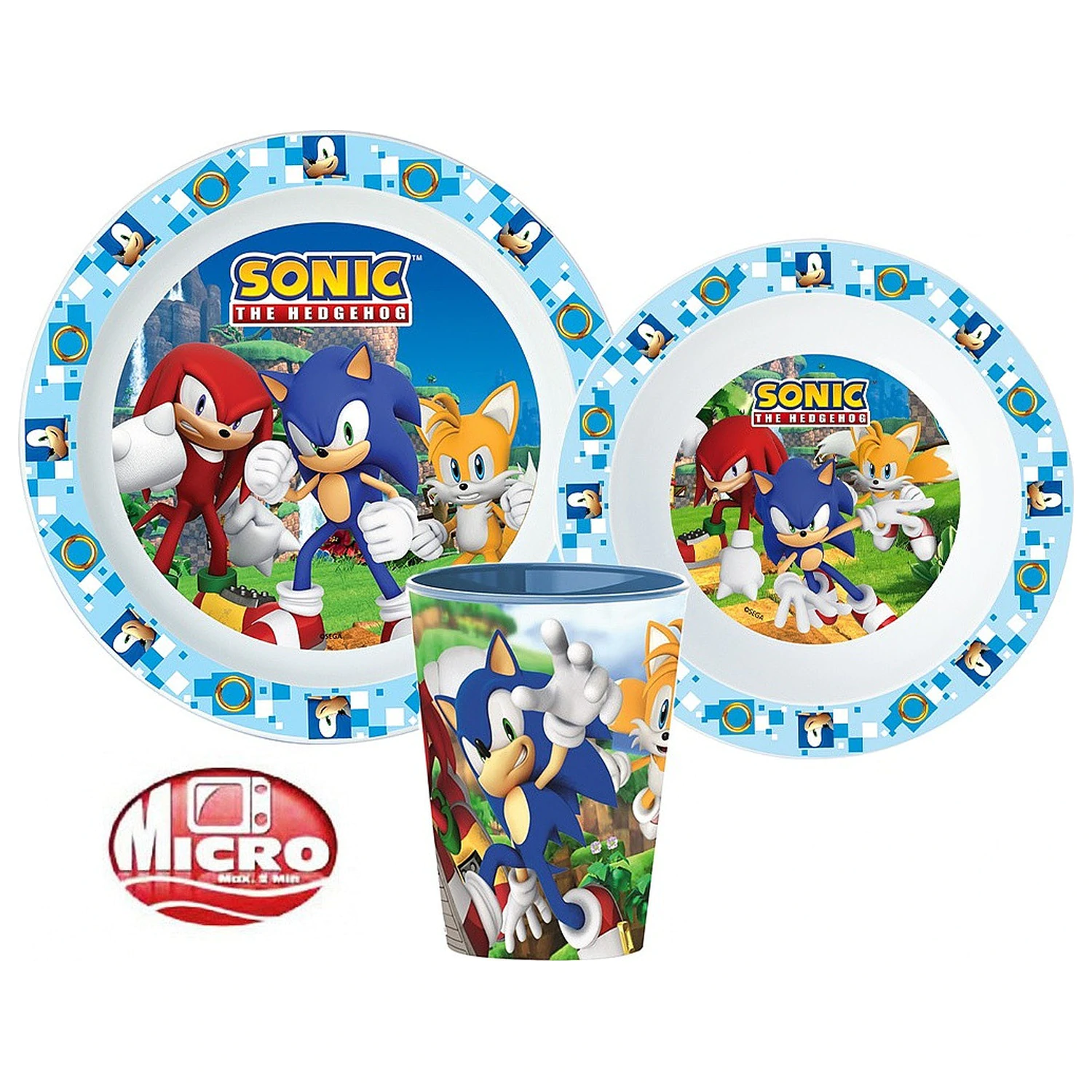 Sonic Adventure jídelní set, mikroplastový set, s 260 ml sklenicí fotografii produktu