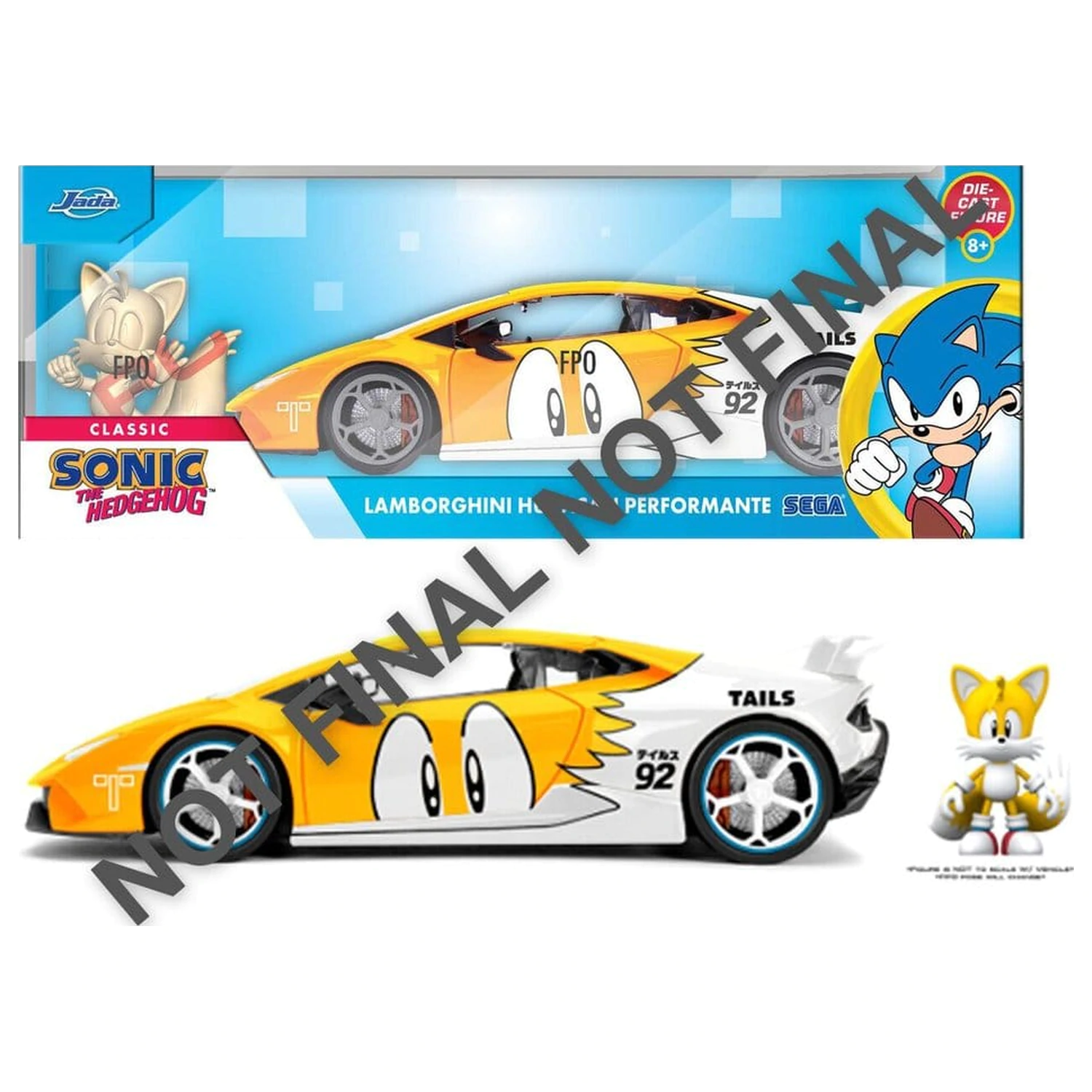 Sonic Diecast vozidlo 1:24 Tails Lamborghini Huracan 19 cm fotografii produktu