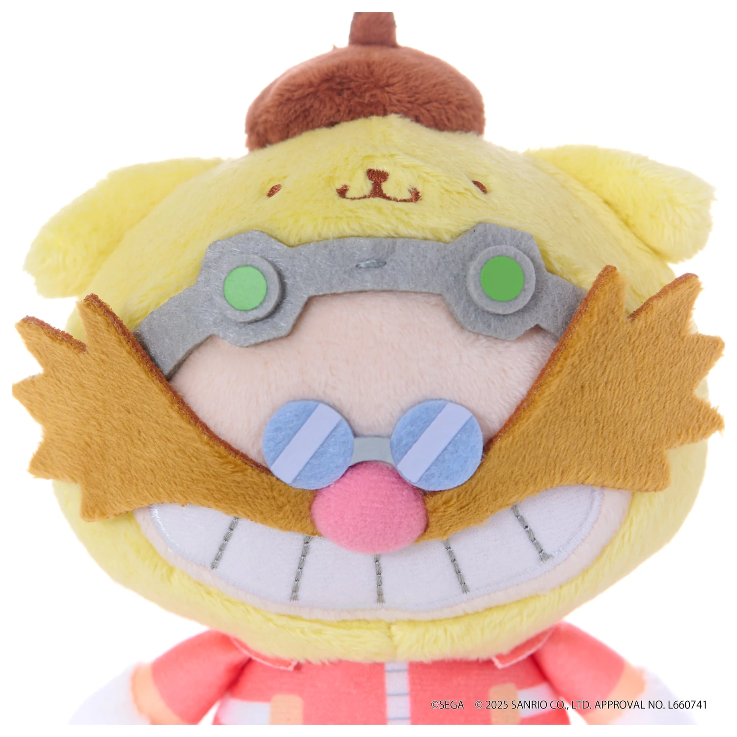 Sonic & Friends x Sanrio Dr. Eggman x Pompompurin maskot plyš 8 cm fotografii produktu
