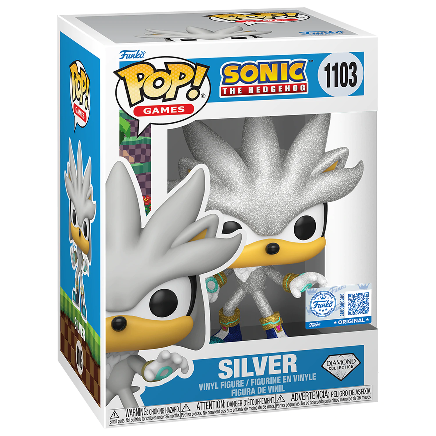 Sonic The Hedgehog Funko POP! Games Vinylová figurka Silver The Hedgehog (FL) 9 cm fotografii produktu