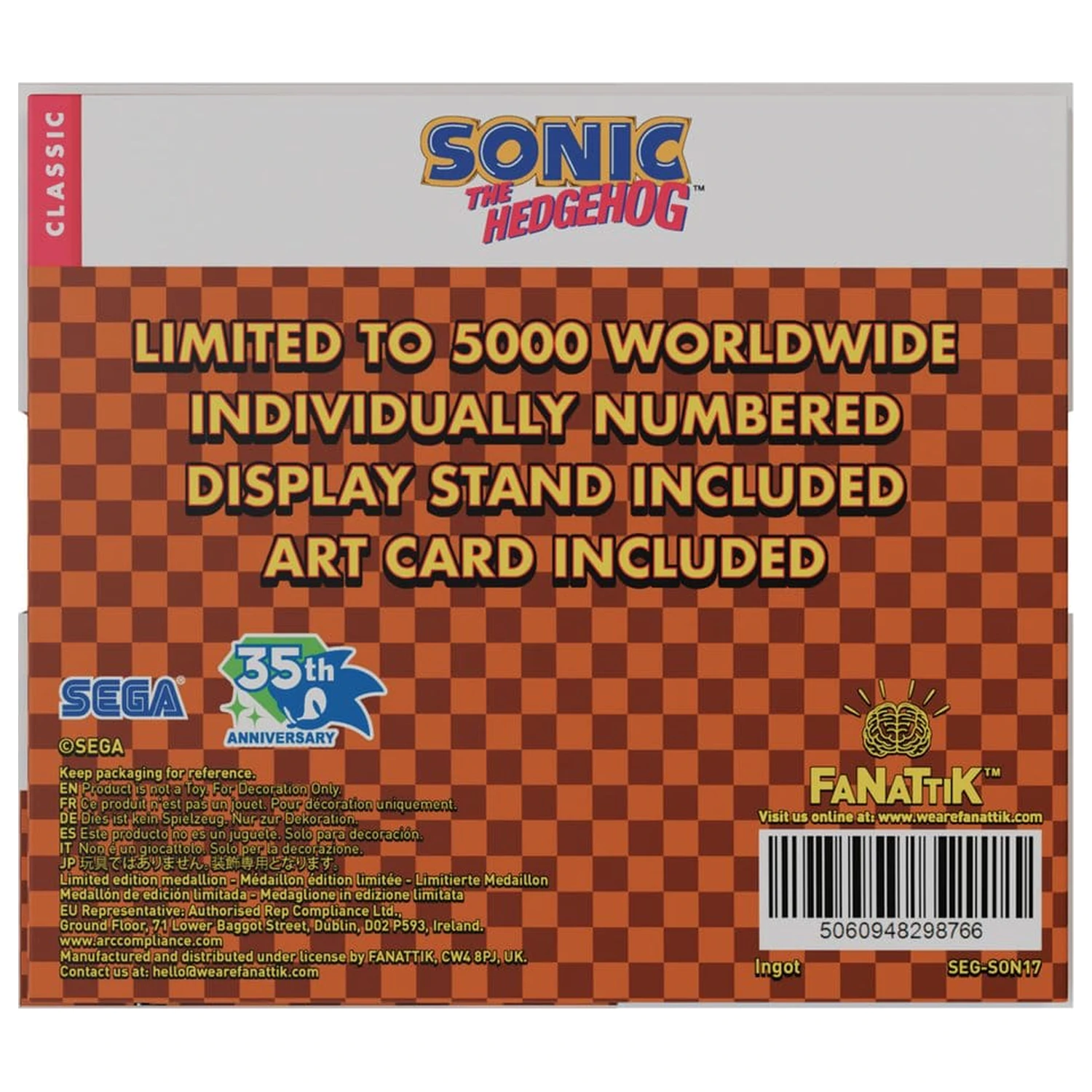 Sonic The Hedgehog Sběratelská mince Originální logo fotografii produktu