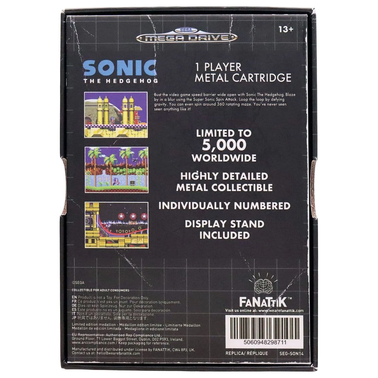 Sonic the Hedgehog Replica Game Cartridge Limited Edition 11 x 7 x 1 cm fotografii produktu
