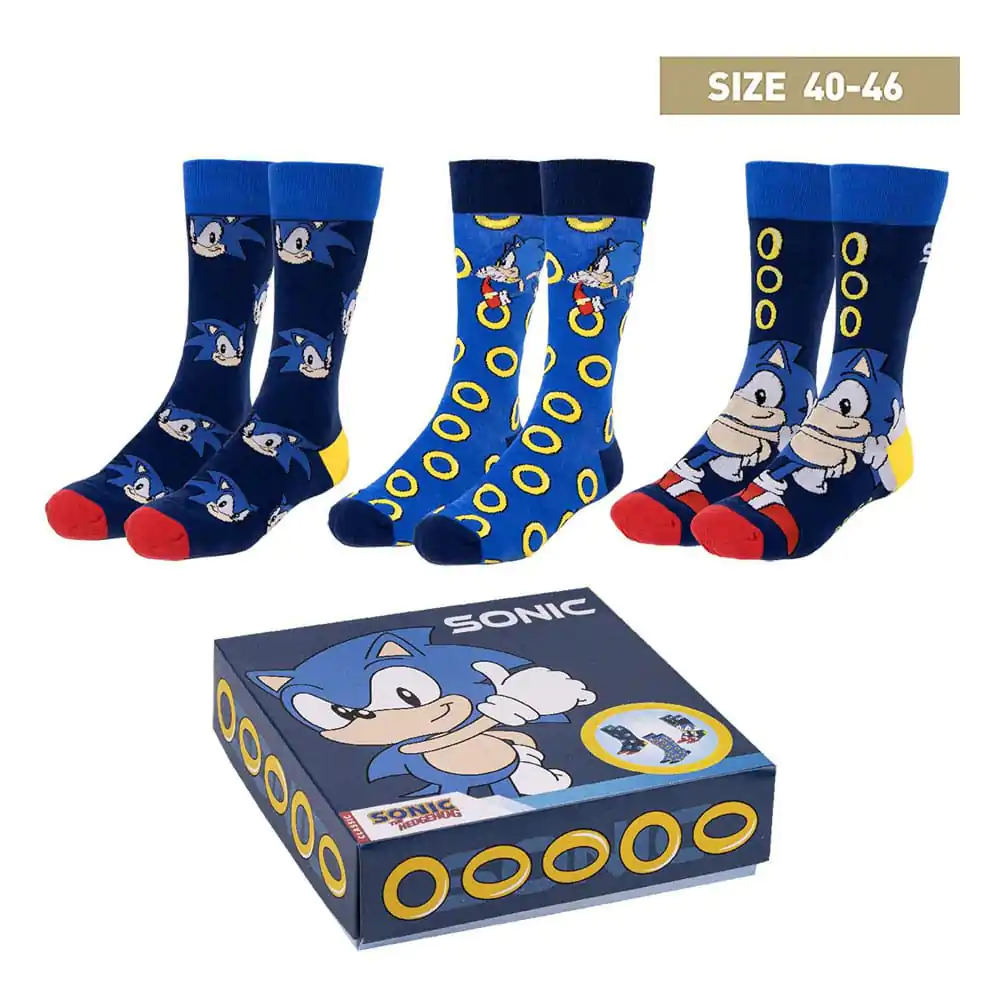 Ponožky Sonic the Hedgehog 3-pack Sonic 40-46 fotografii produktu