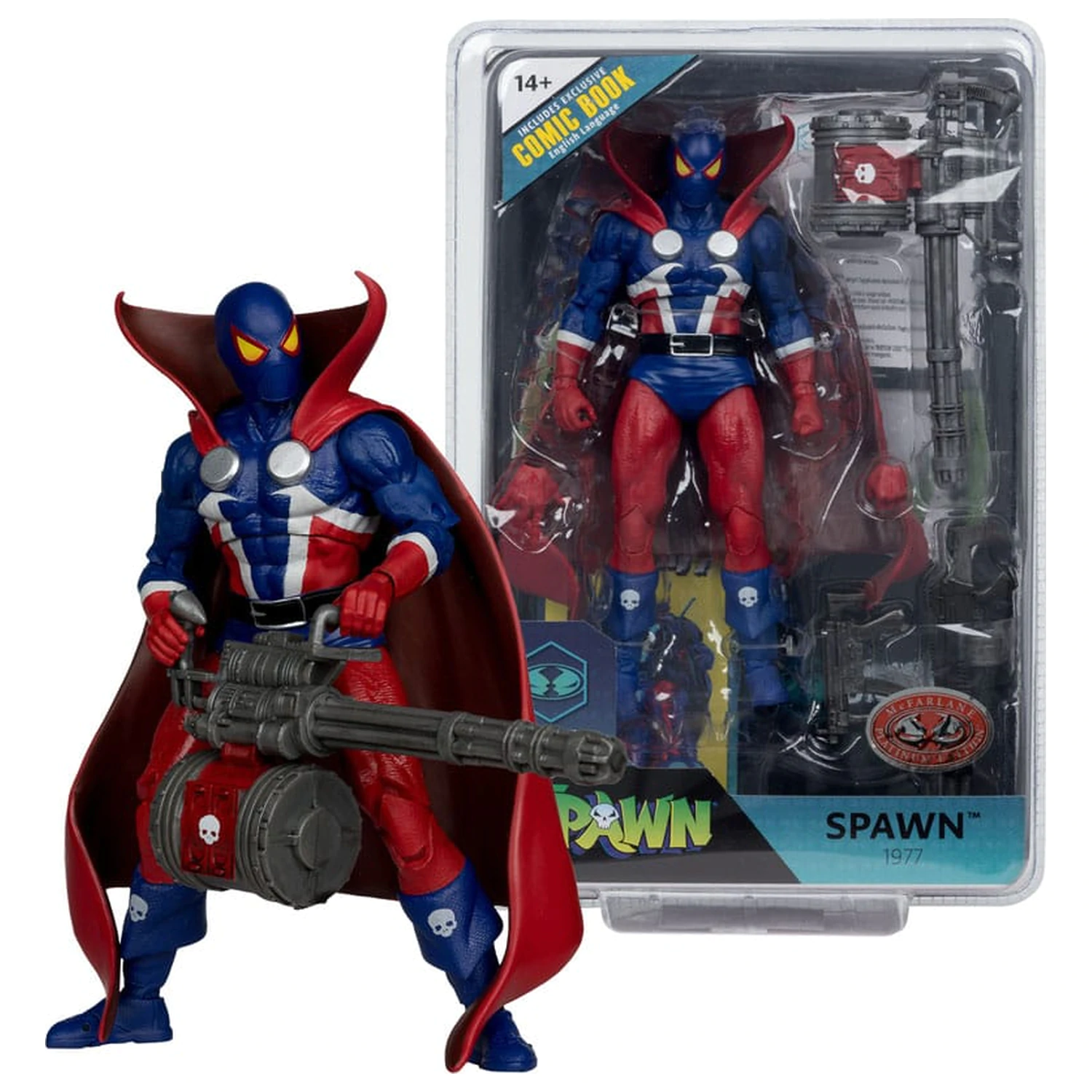 Spawn Page Punchers akční figurka Spawn 1977 Red and Blue (Chase) Red Platinum Edition 18 cm fotografii produktu