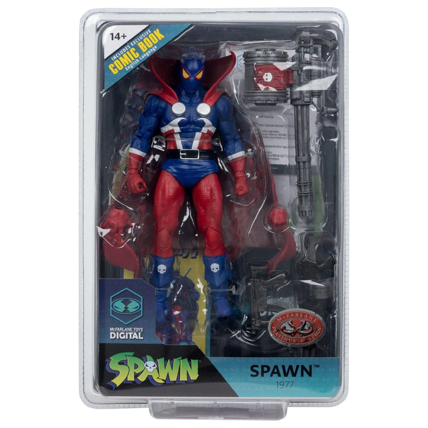 Spawn Page Punchers akční figurka Spawn 1977 Red and Blue (Chase) Red Platinum Edition 18 cm fotografii produktu