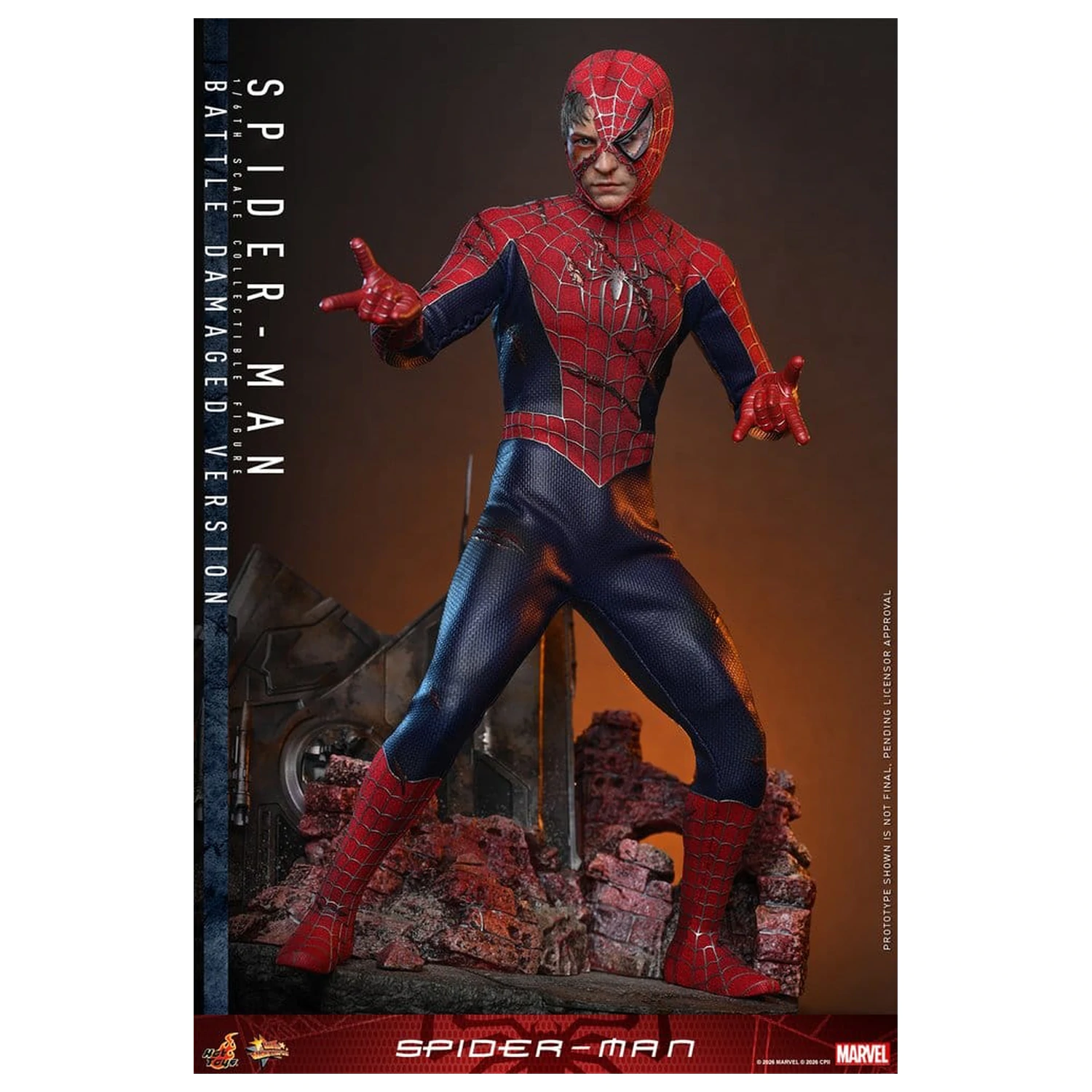 Spider-Man Movie Masterpiece akční figurka 1/6 Spider-Man (Battle Damaged Version) 30 cm fotografii produktu