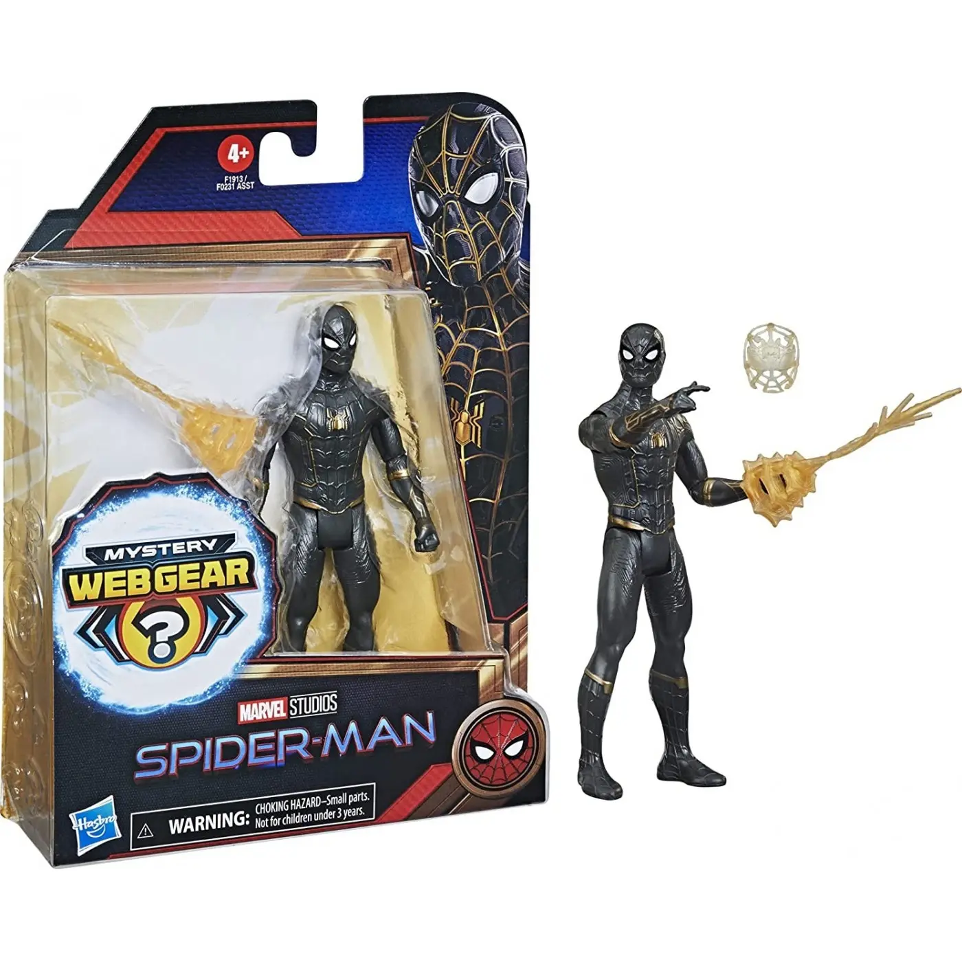 Spider-Man Pókember Black and Gold Suit Spider-Man Mystery Web Gear akční figurka 13 cm fotografii produktu