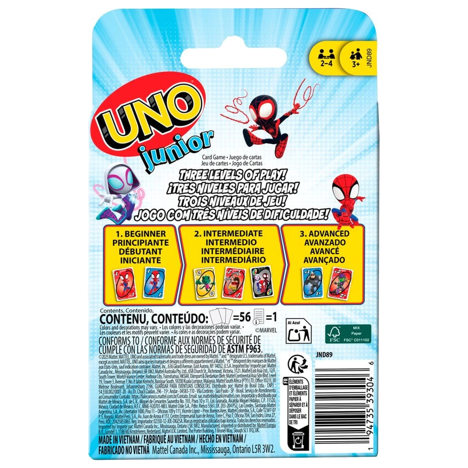 Spidey a jeho úžasní přátelé karetní hra UNO Junior fotografii produktu