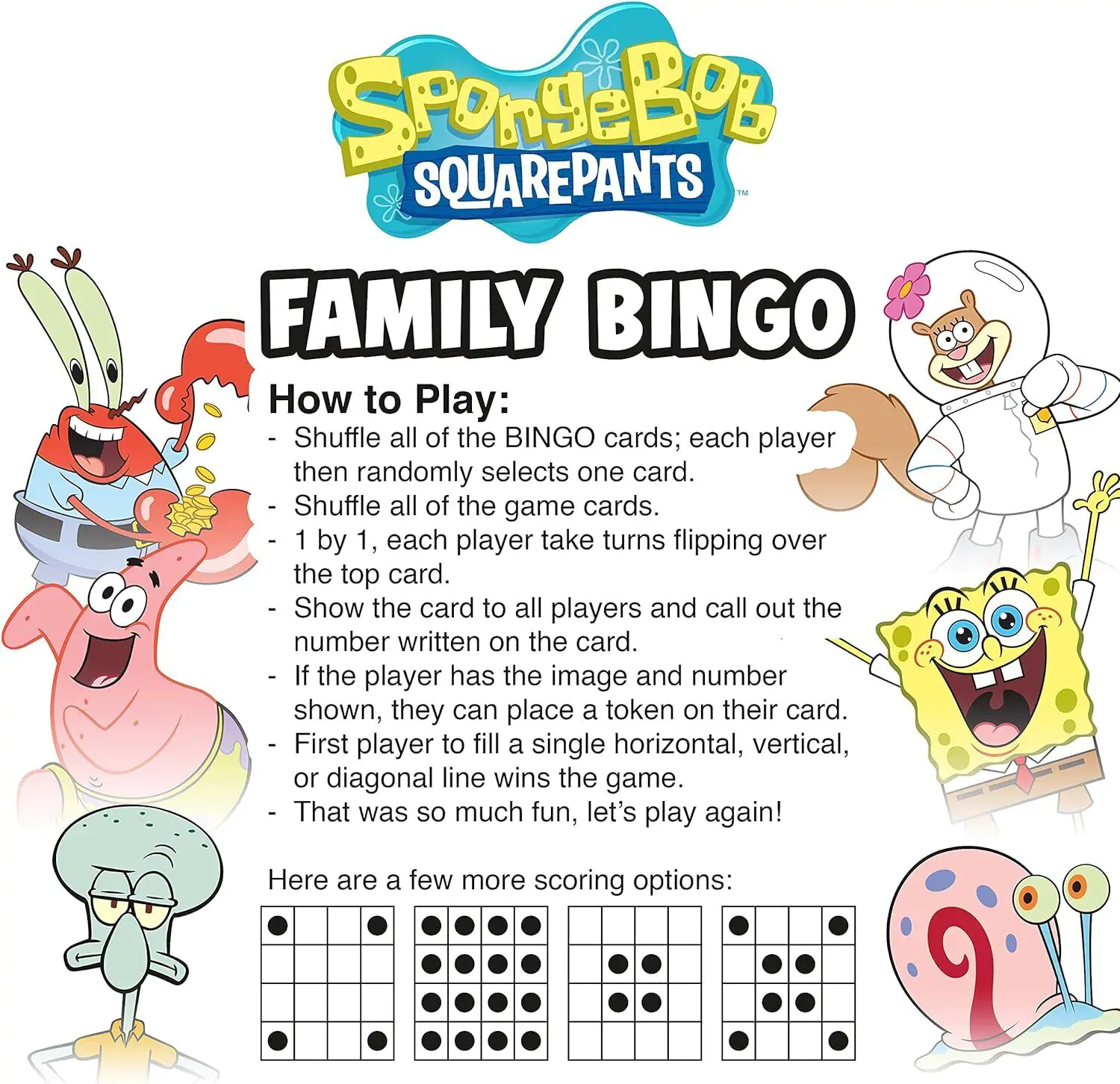 SpongeBob Board Game Family Bingo *English Version* - Rodinné Bingo - Stolní Hra fotografii produktu