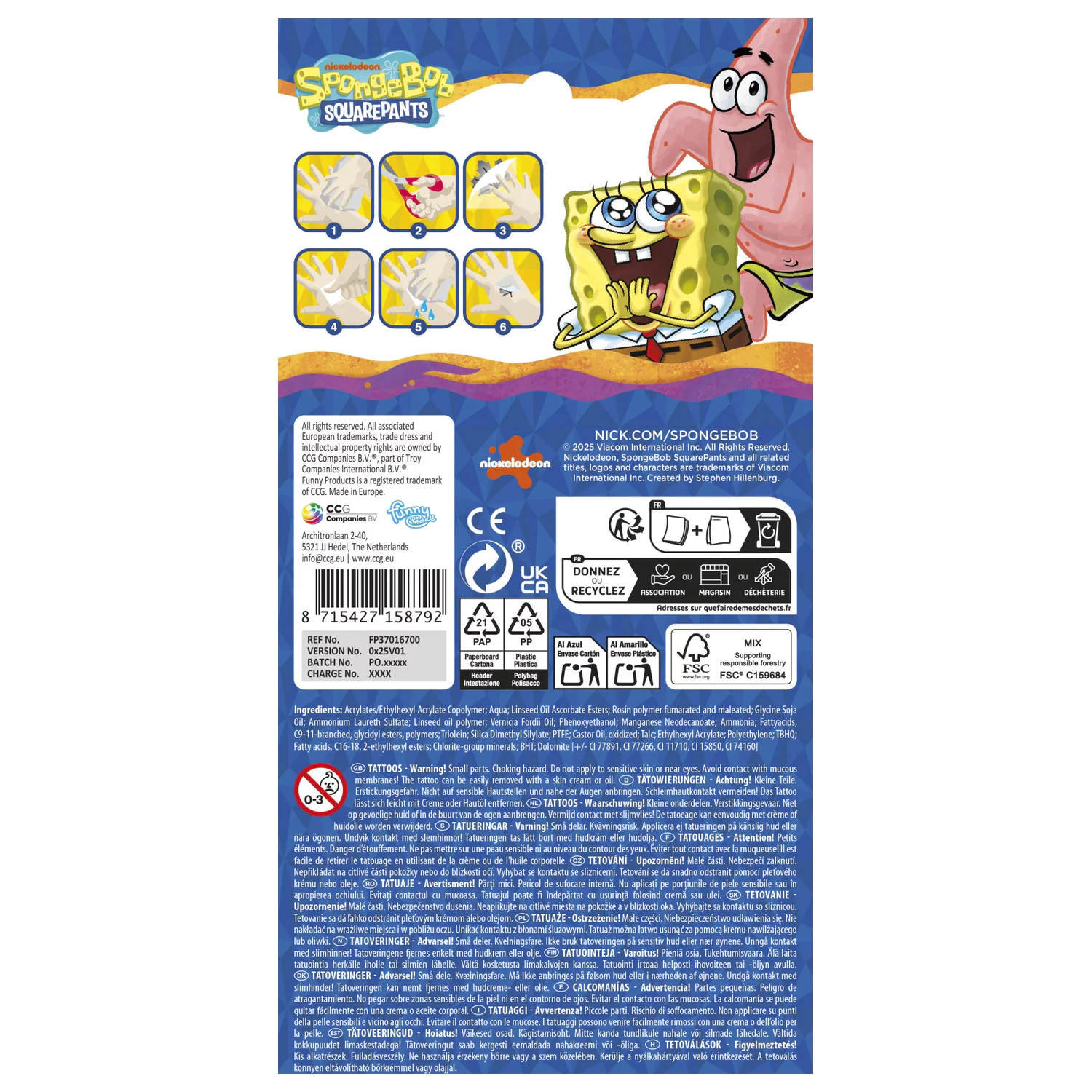 SpongeBob Fun tattoo 12 ks fotografii produktu