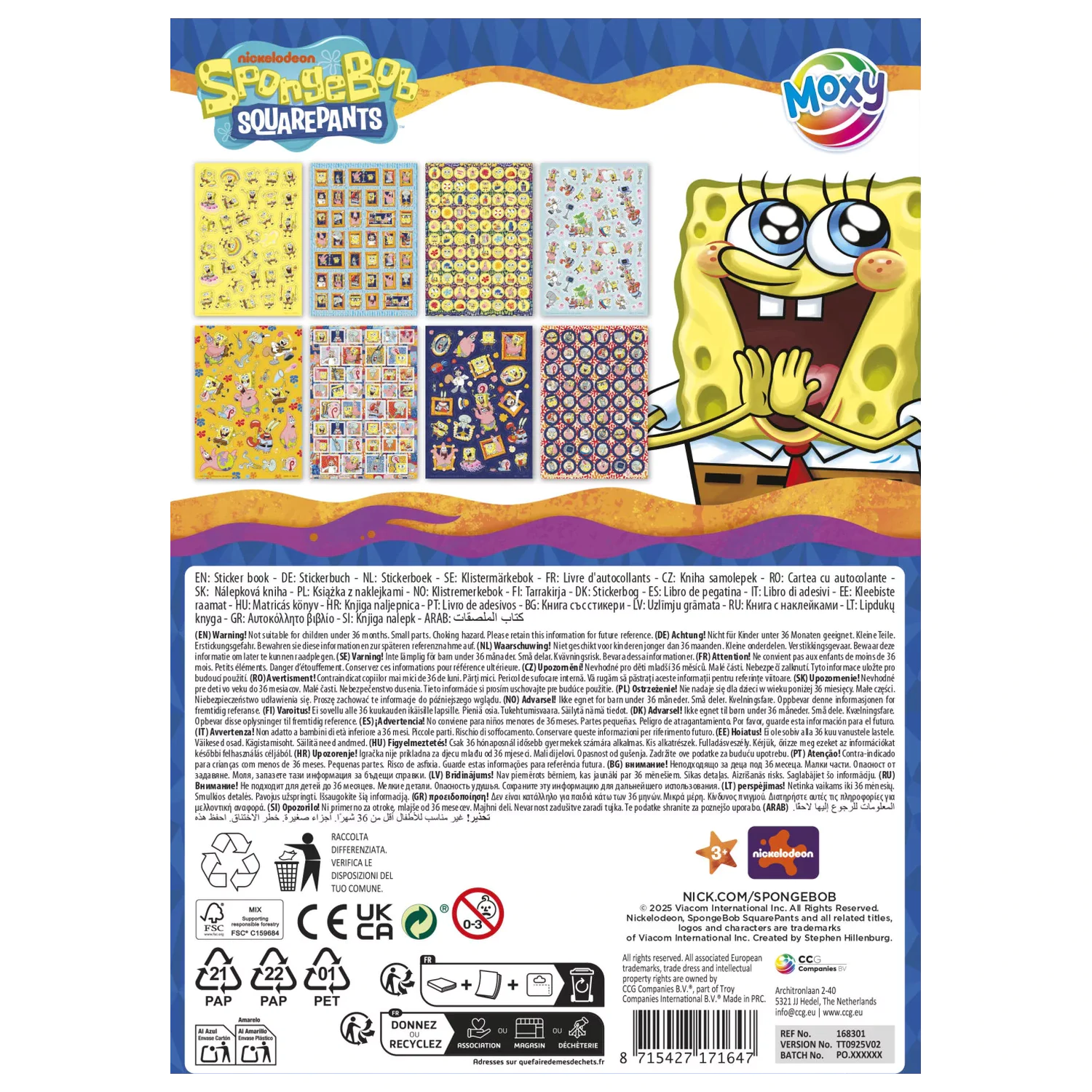 SpongeBob Smile balení 8 archů samolepek fotografii produktu