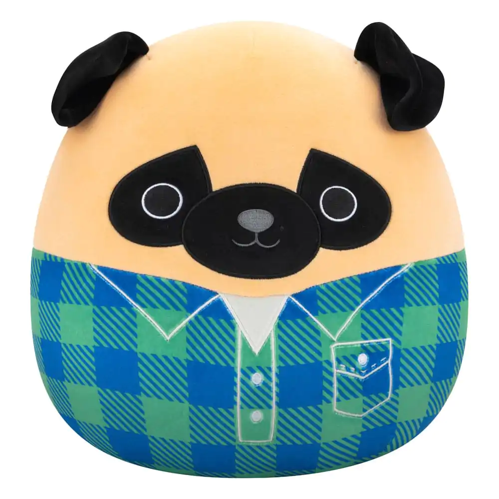 Squishmallows plyšová figurka hnědý mops v zeleno-modré flanelové košili Prince 30 cm fotografii produktu