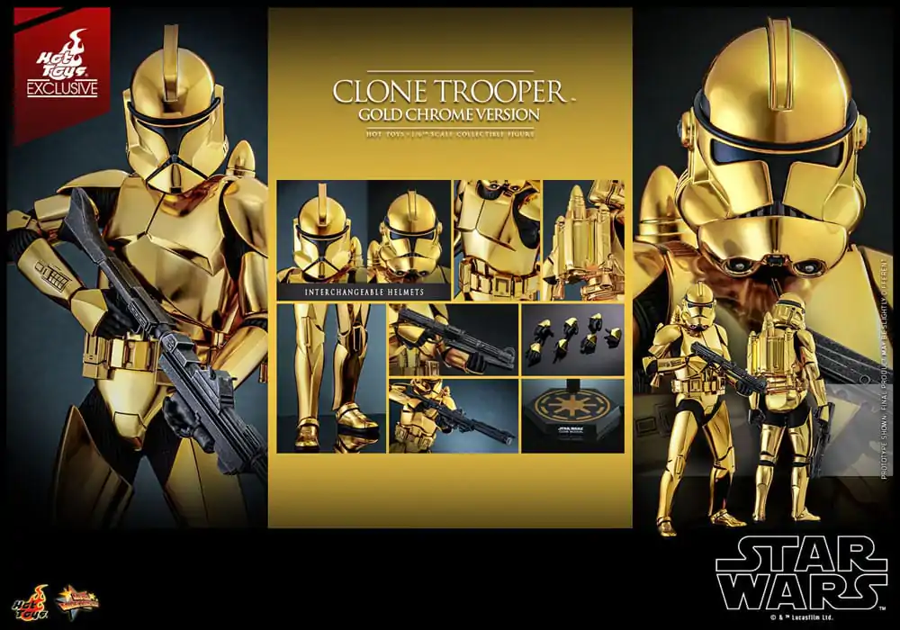 Sběratelská figurka Star Wars 1/6 Clone Trooper (Gold Chrome Version) Exclusive 30 cm fotografii produktu