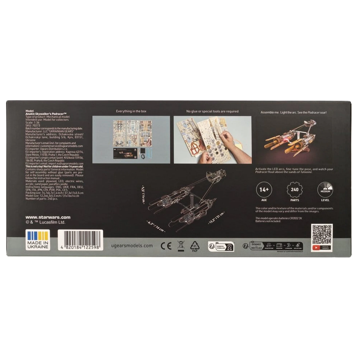 Star Wars 3D Dřevěné Puzzle Anakin Skywalker's Podracer fotografii produktu