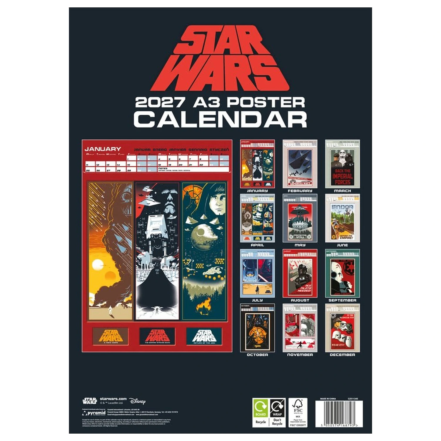 Star Wars Kalendář A3 Plakát 2027 fotografii produktu