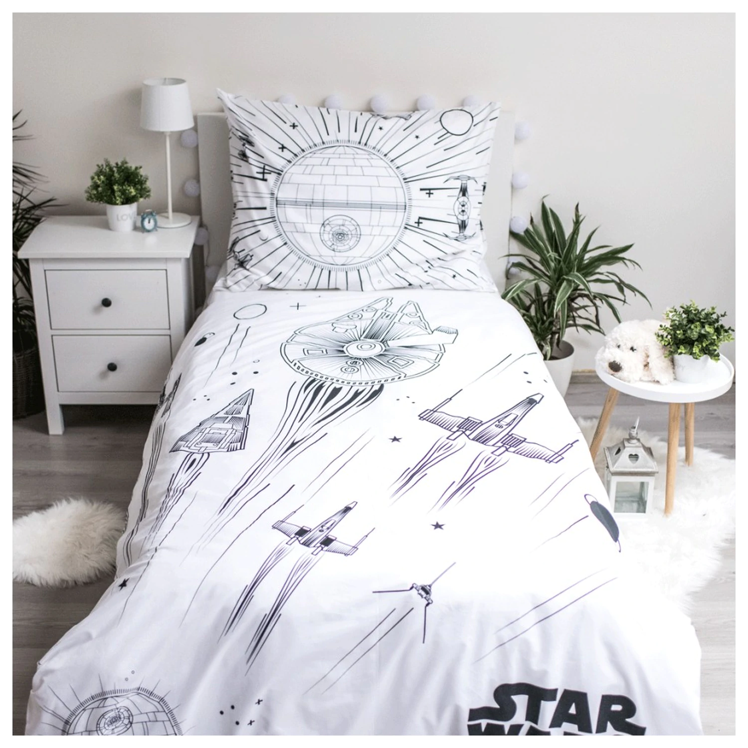 Star Wars Death Star svítící ve tmě povlečení na přikrývku fotografii produktu