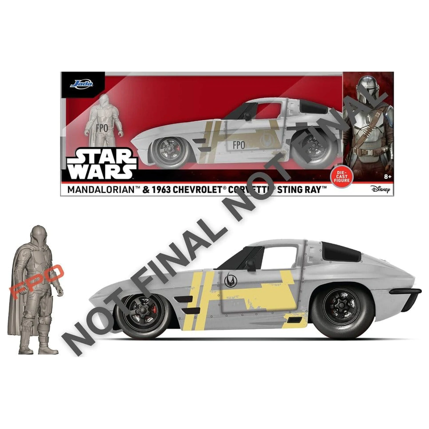 Star Wars Diecast Model 1:24 Mandalorian Chevrolet Corvette Sting Ray 1963 fotografii produktu