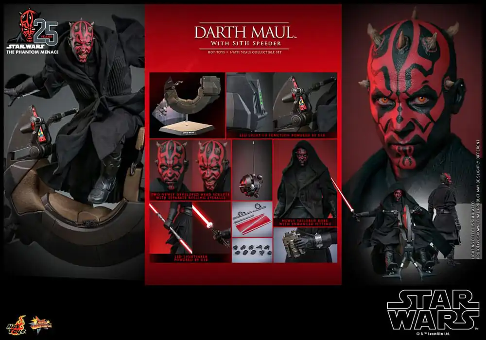 Star Wars Episode I Movie Masterpiece akční figurka 1/6 Darth Maul se Sith Speederem 29 cm fotografii produktu