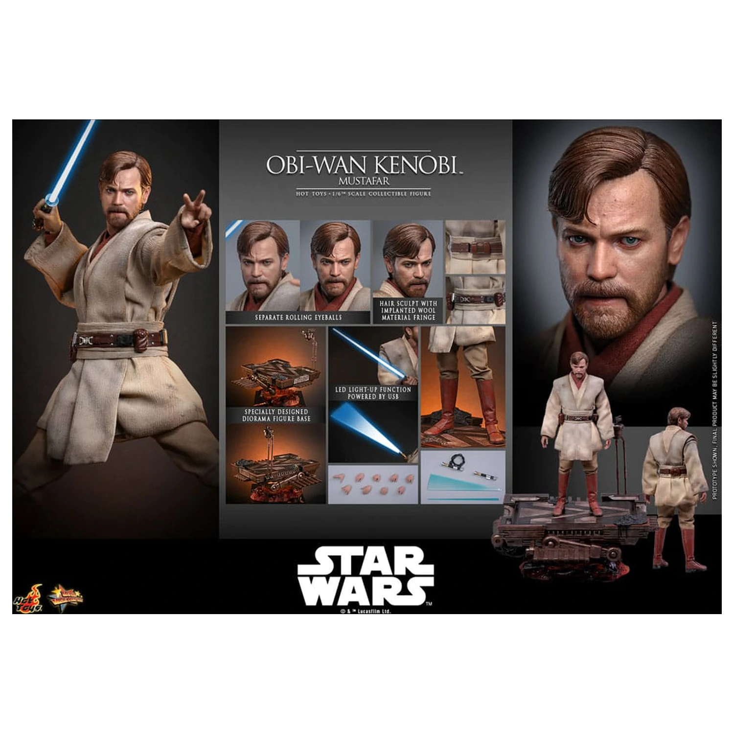 Star Wars: Episode III - Revenge of the Sith Movie Masterpiece akční figurka 1/6 Obi-Wan Kenobi (Mustafar) 31 cm fotografii produktu
